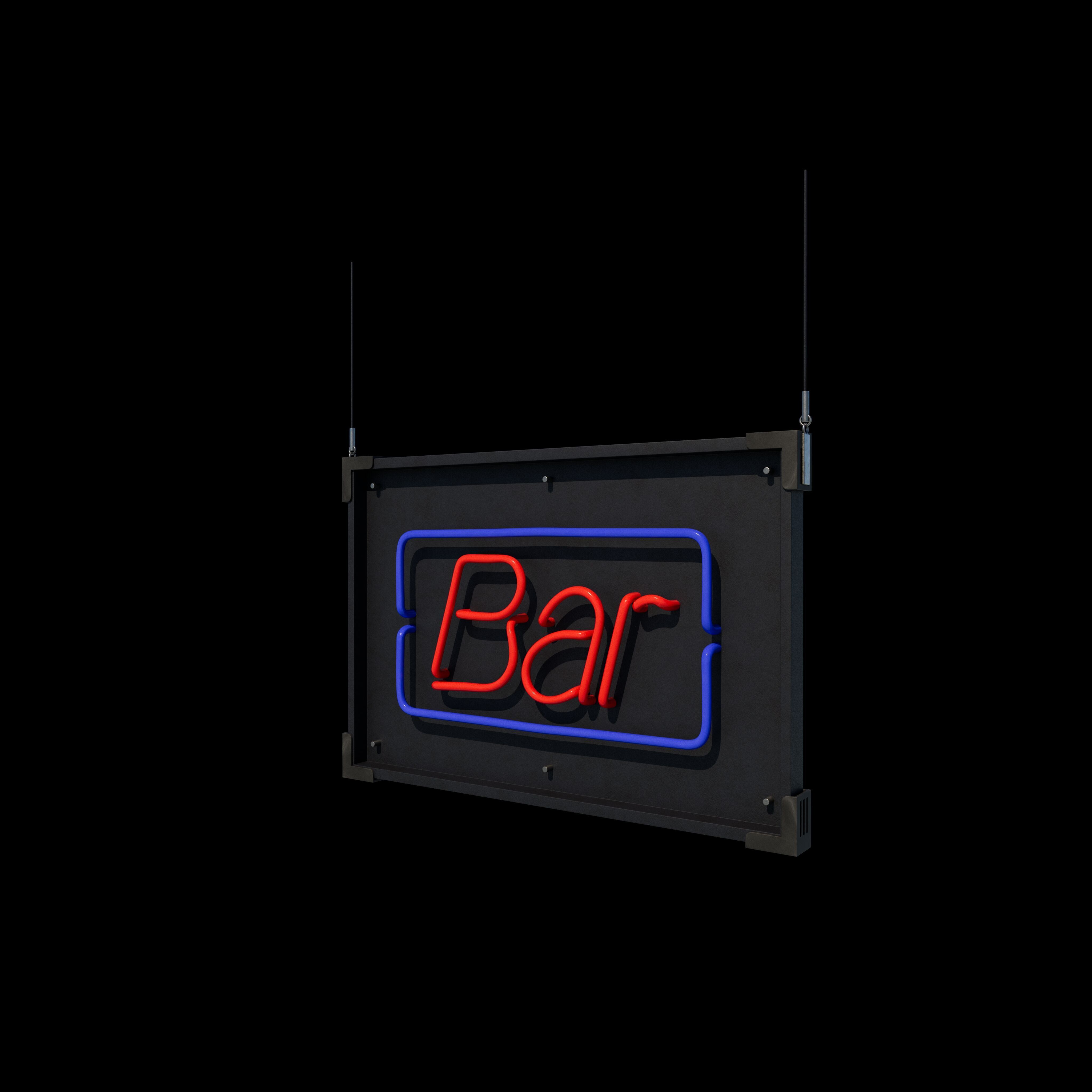 Bar Neon Sign 3D model_3
