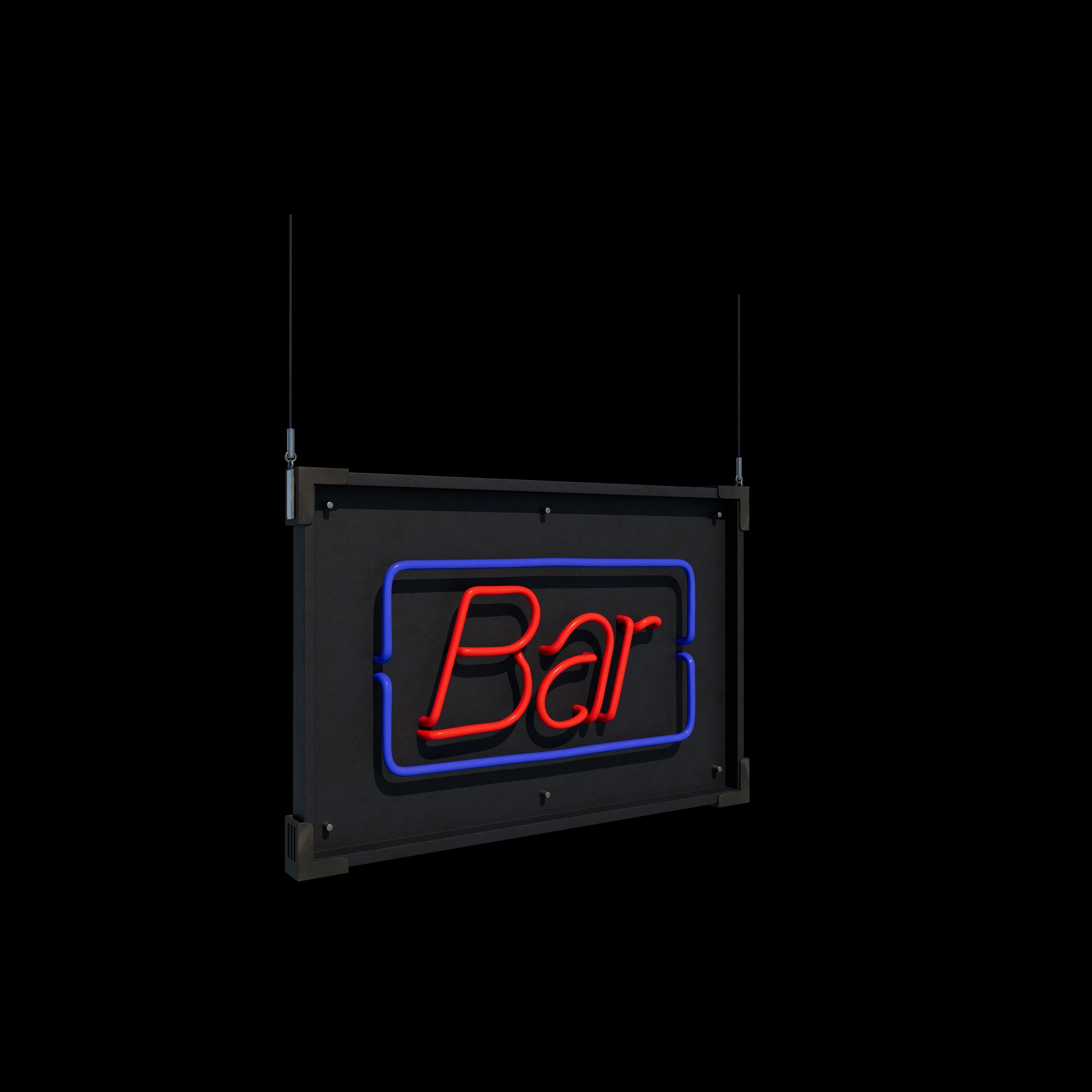 Bar Neon Sign 3D model_2