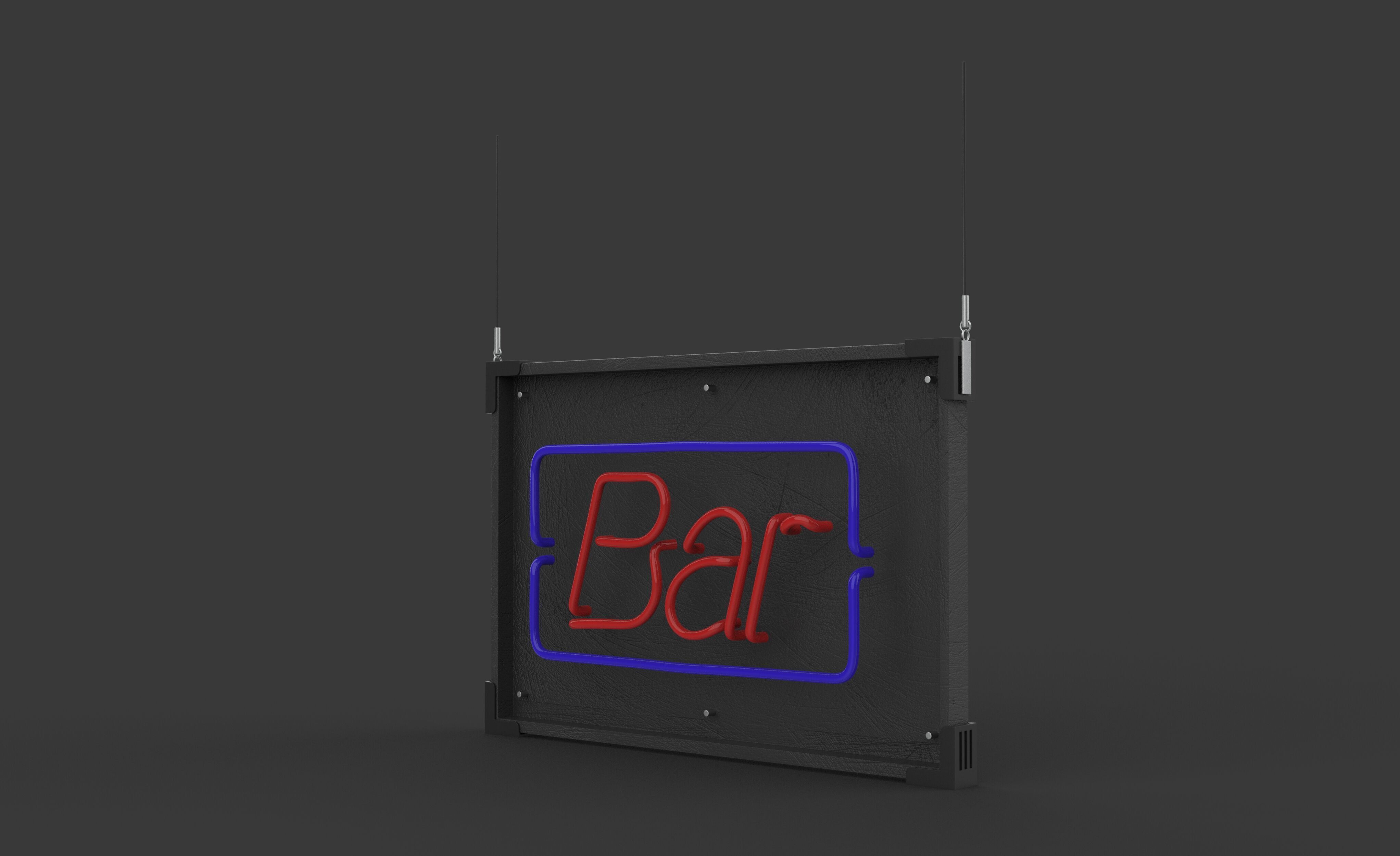 Bar Neon Sign 3D model_5