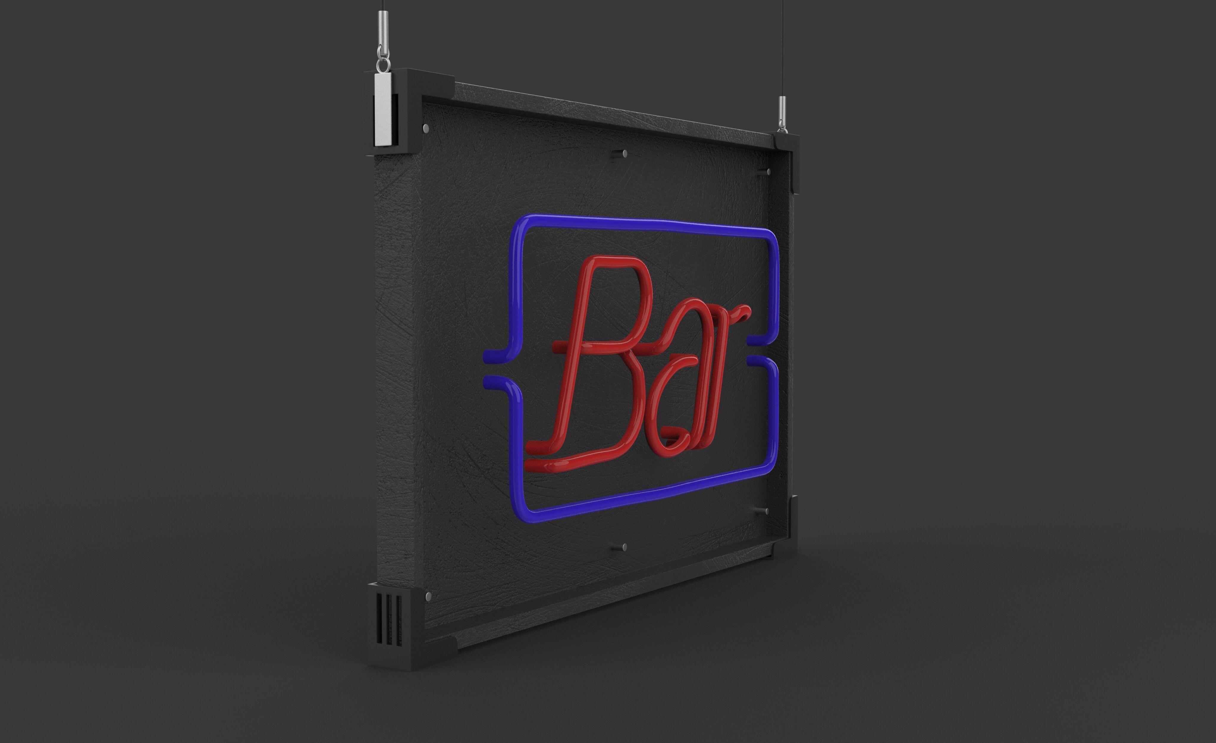 Bar Neon Sign 3D model_6