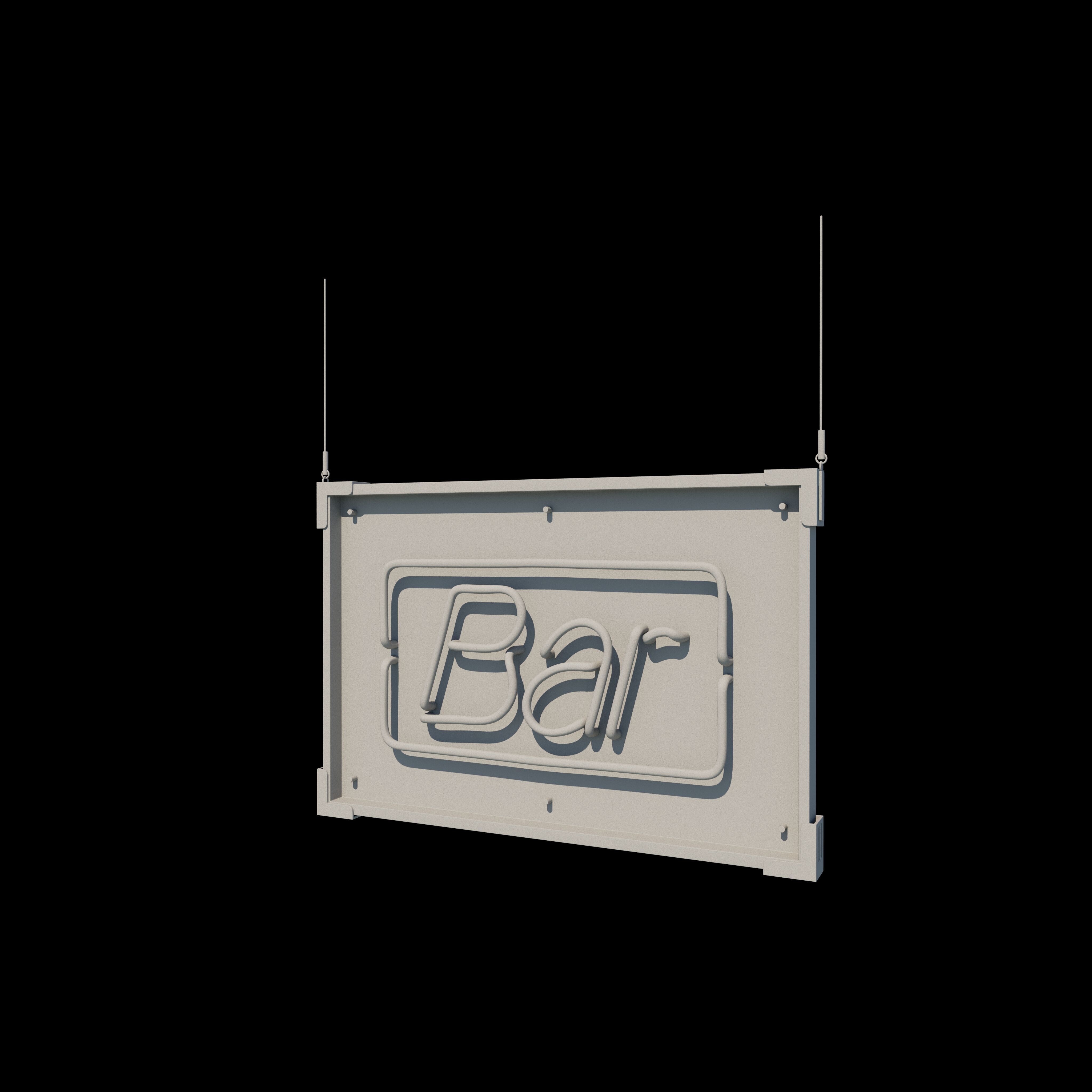 Bar Neon Sign 3D model_9