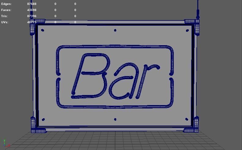 Bar Neon Sign 3D model_11