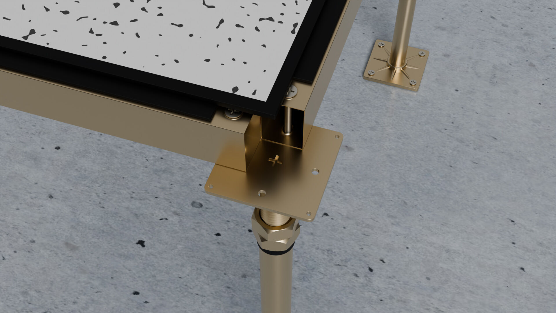 3D Raised Floor  Solid Panel with pedestal and stringer Model 3D model_5