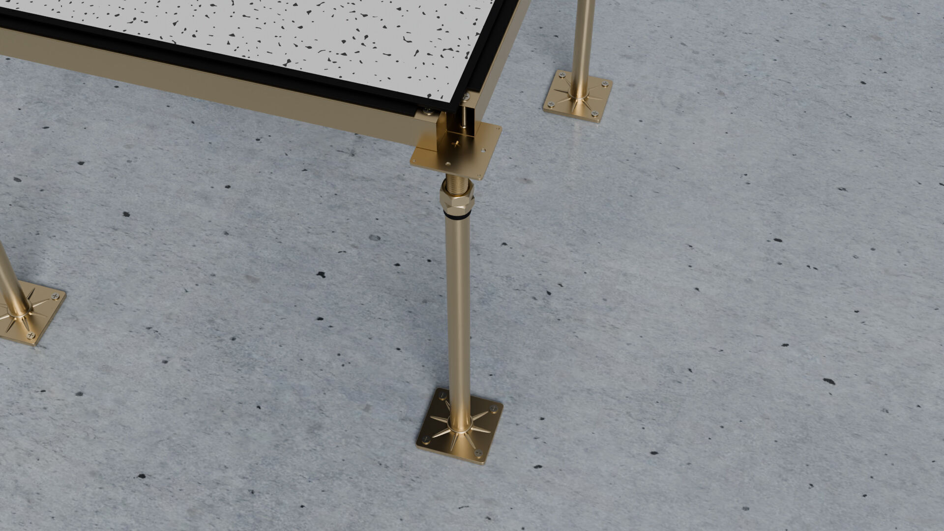 3D Raised Floor  Solid Panel with pedestal and stringer Model 3D model_4