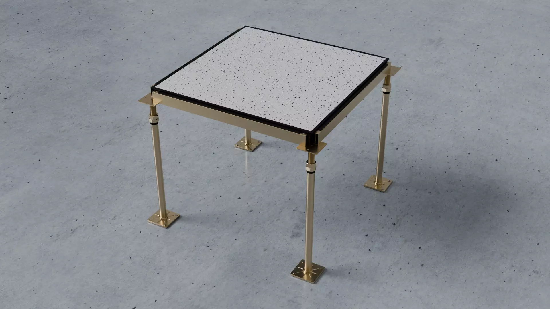 3D Raised Floor  Solid Panel with pedestal and stringer Model 3D model_0