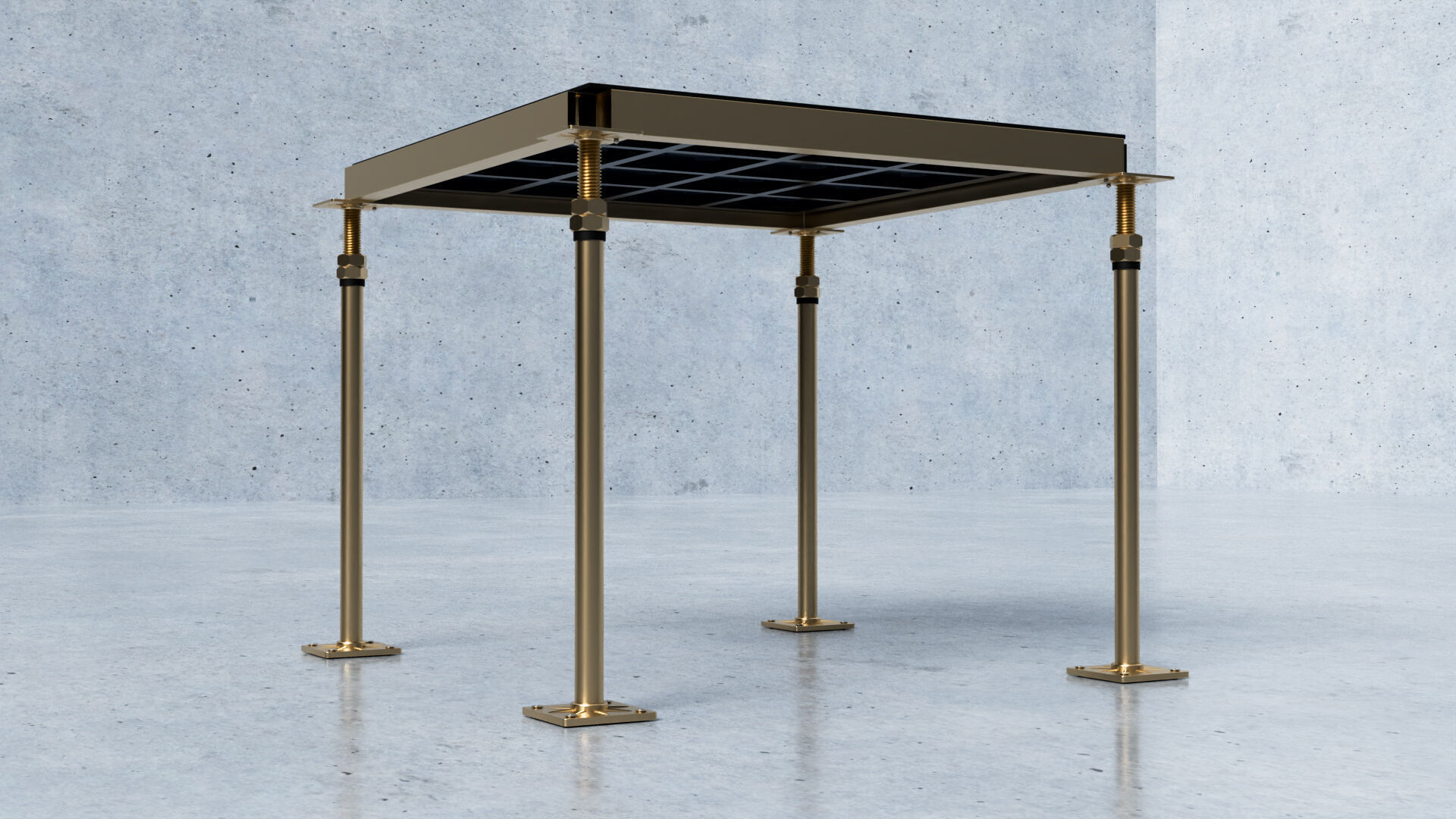 3D Raised Floor  Solid Panel with pedestal and stringer Model 3D model_3