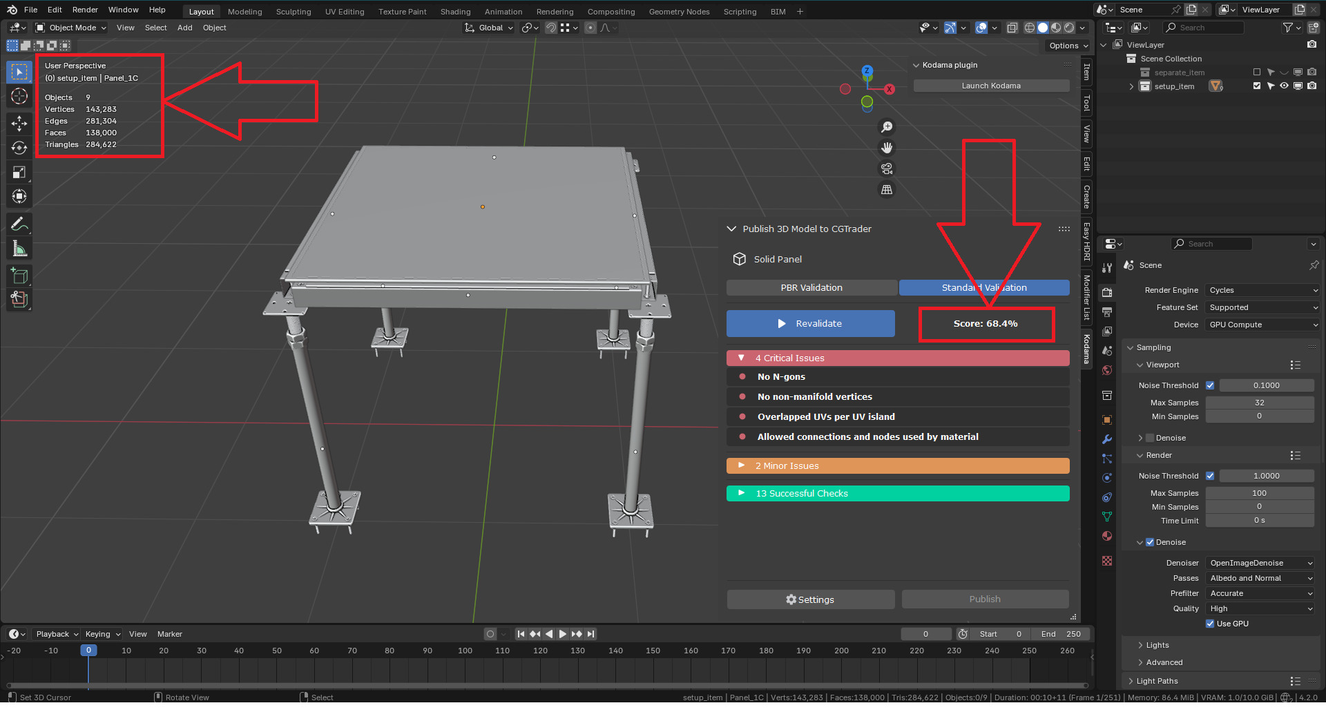 3D Raised Floor  Solid Panel with pedestal and stringer Model 3D model_9