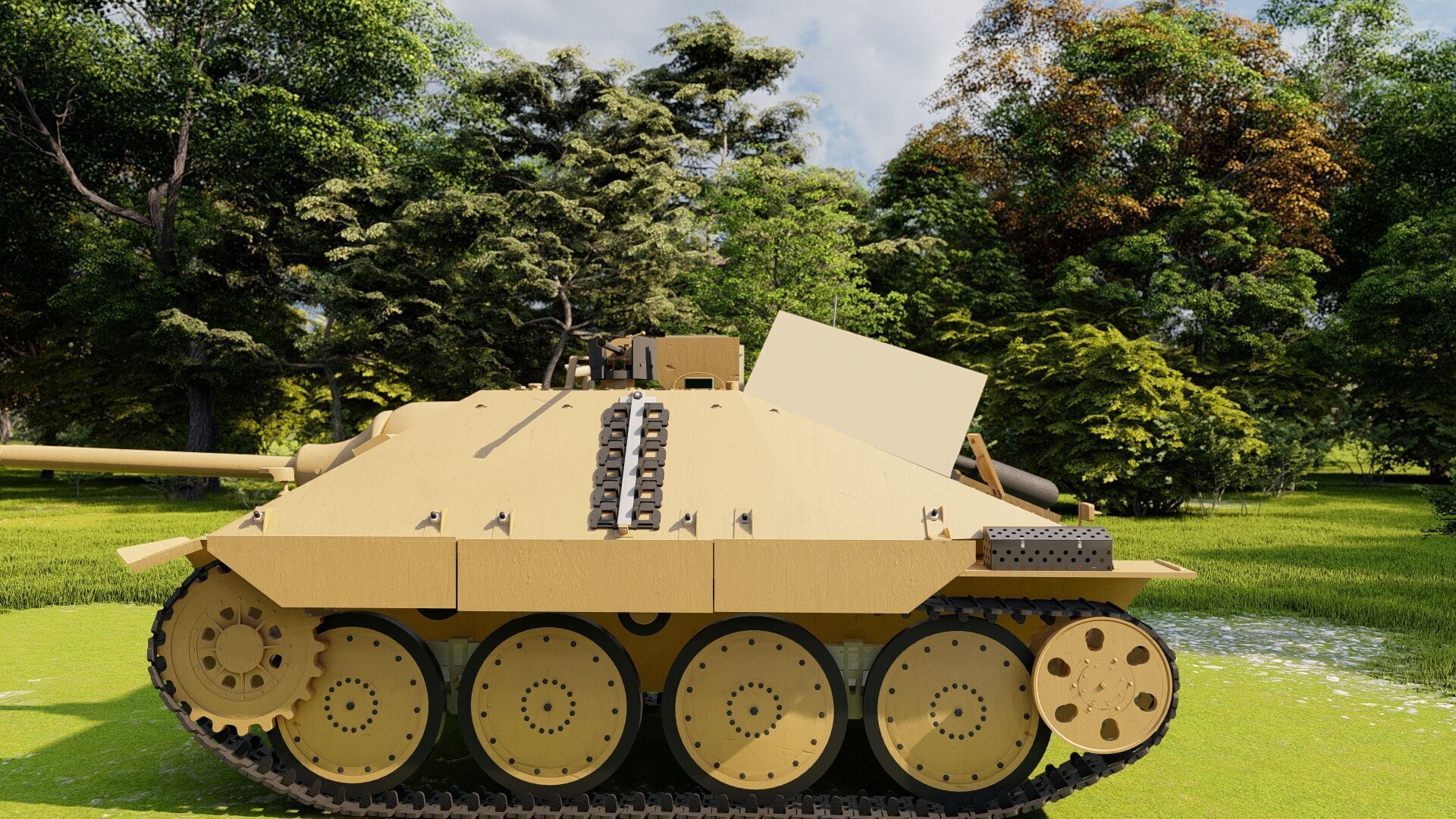 Jagdpanzer 38 Hetzer with interior 3D model_1