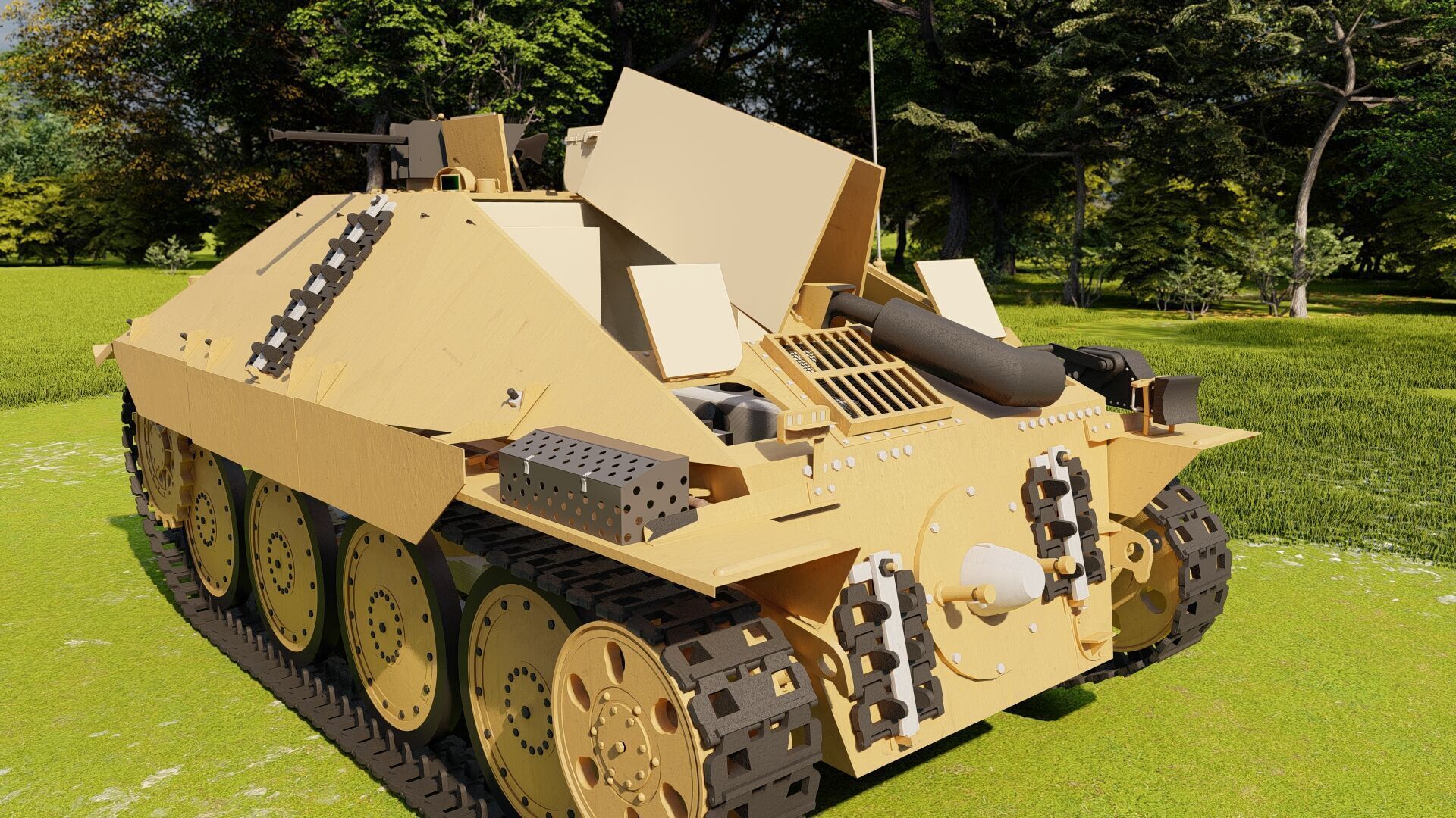 Jagdpanzer 38 Hetzer with interior 3D model_2