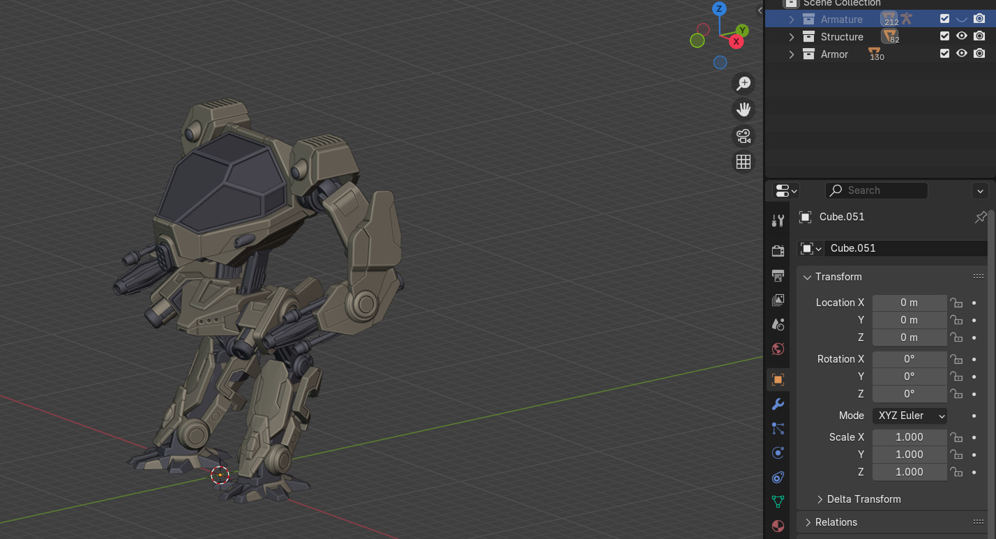 Mecha - Realistic Machine Gun Robot  Fully Rigged  Game-Ready 3D model_2