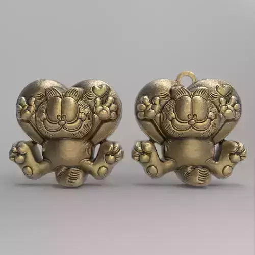 valentines day garfield cat  heart keychain 