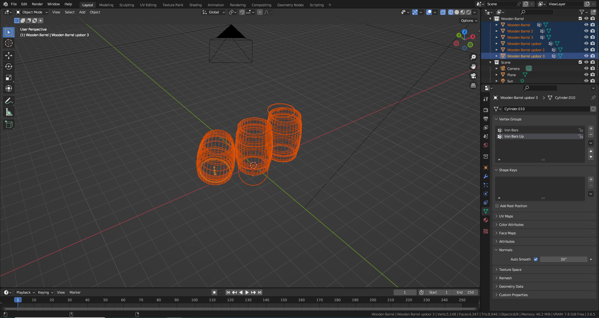 Wooden Barrel Low-poly 3D Model Low-poly 3D model_3
