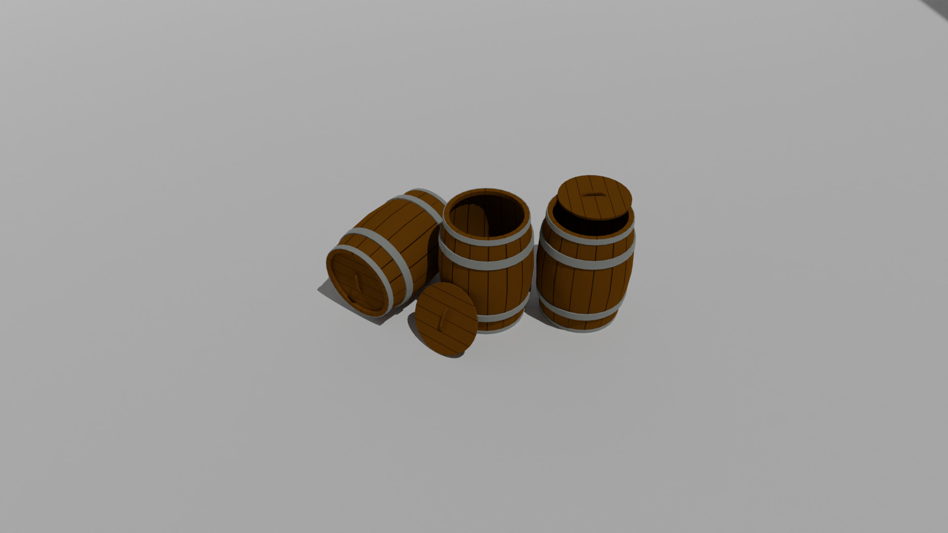 Wooden Barrel Low-poly 3D Model Low-poly 3D model_1