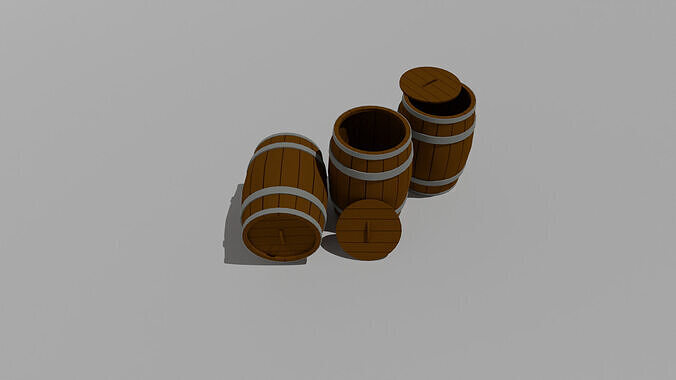 Wooden Barrel Low-poly 3D Model Low-poly 3D model
