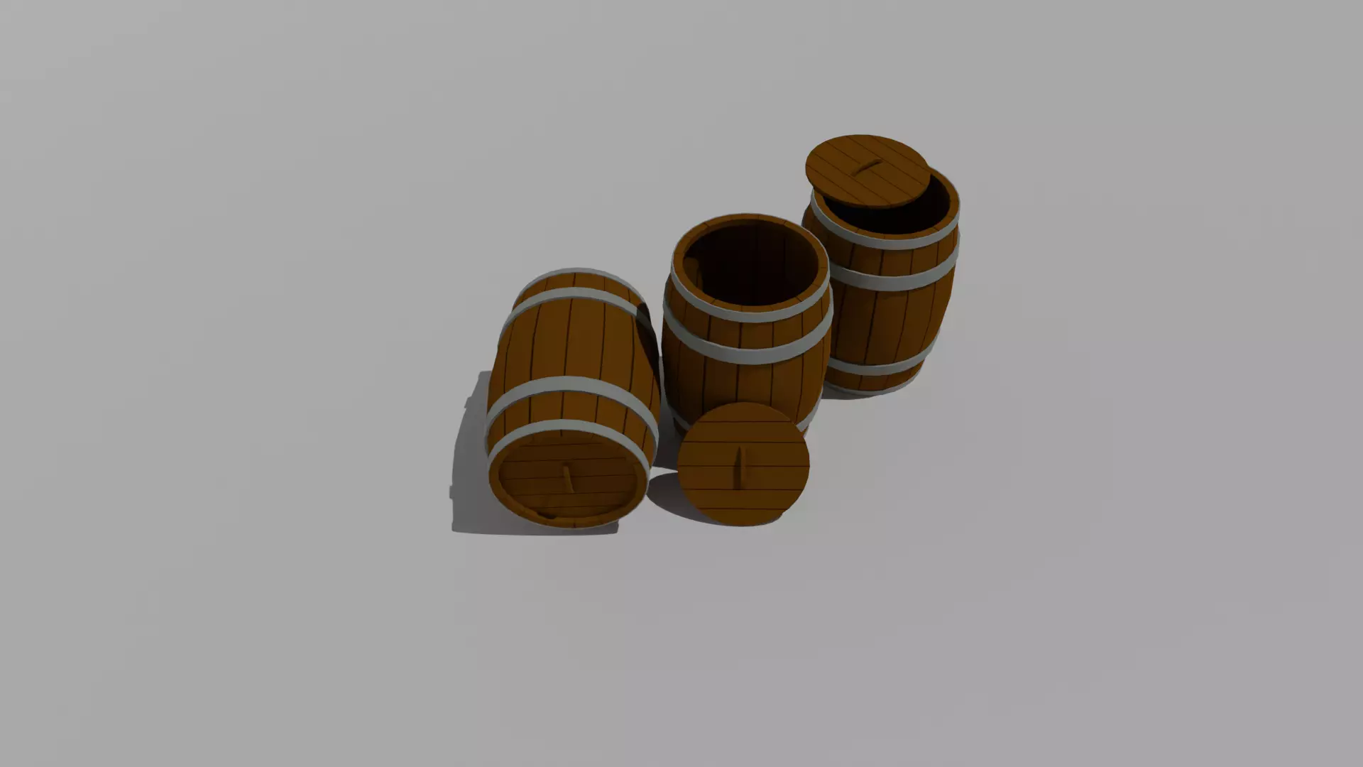 Wooden Barrel Low-poly 3D Model Low-poly 3D model_0