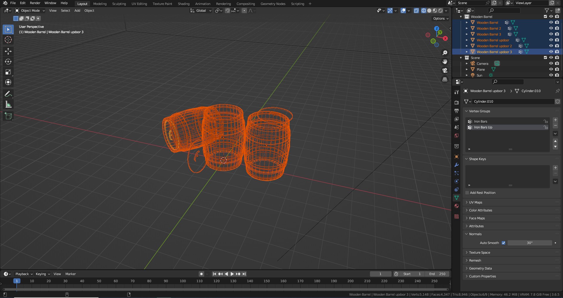 Wooden Barrel Low-poly 3D Model Low-poly 3D model_4