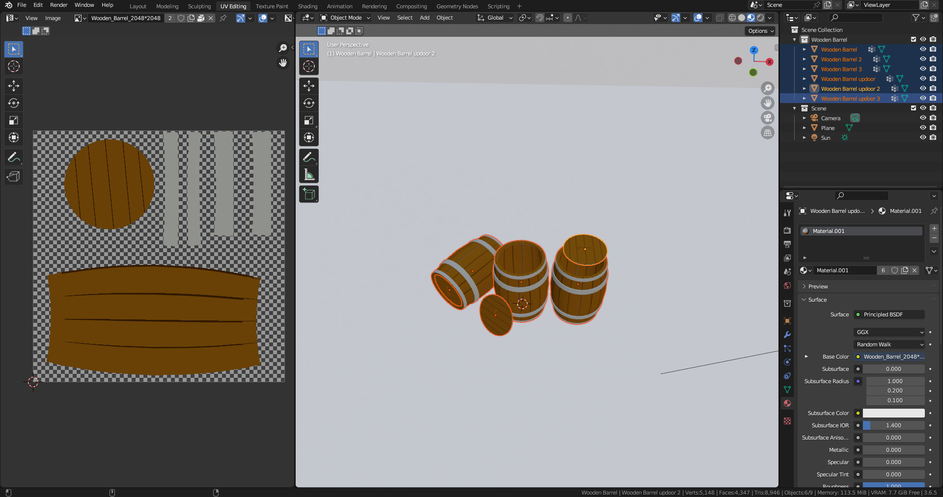 Wooden Barrel Low-poly 3D Model Low-poly 3D model_6