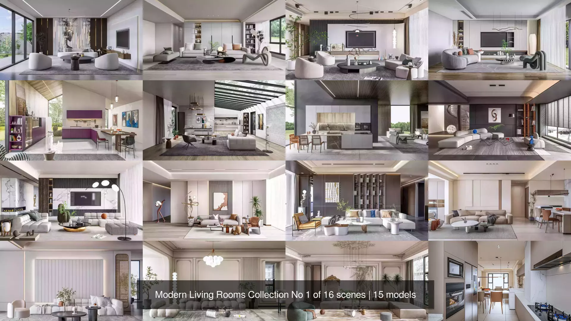 Modern Living Rooms Collection No 1 of 16 scenes _0