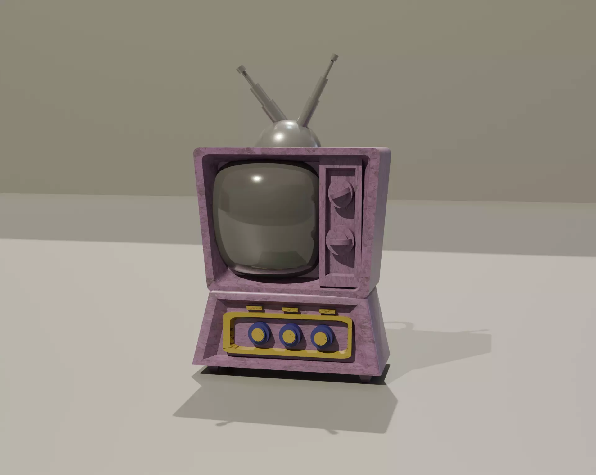 Toon-Style Low-Poly TV 3D model_0