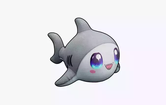 Shark Plushie Cartoon Chibi PBR Low-poly 3D model