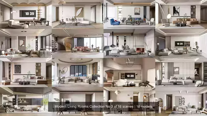 Modern Living Rooms Collection No 3 of 16 scenes 