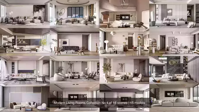 Modern Living Rooms Collection No 4 of 16 scenes  Modern Living Rooms Collection No 4 of 16 scenes