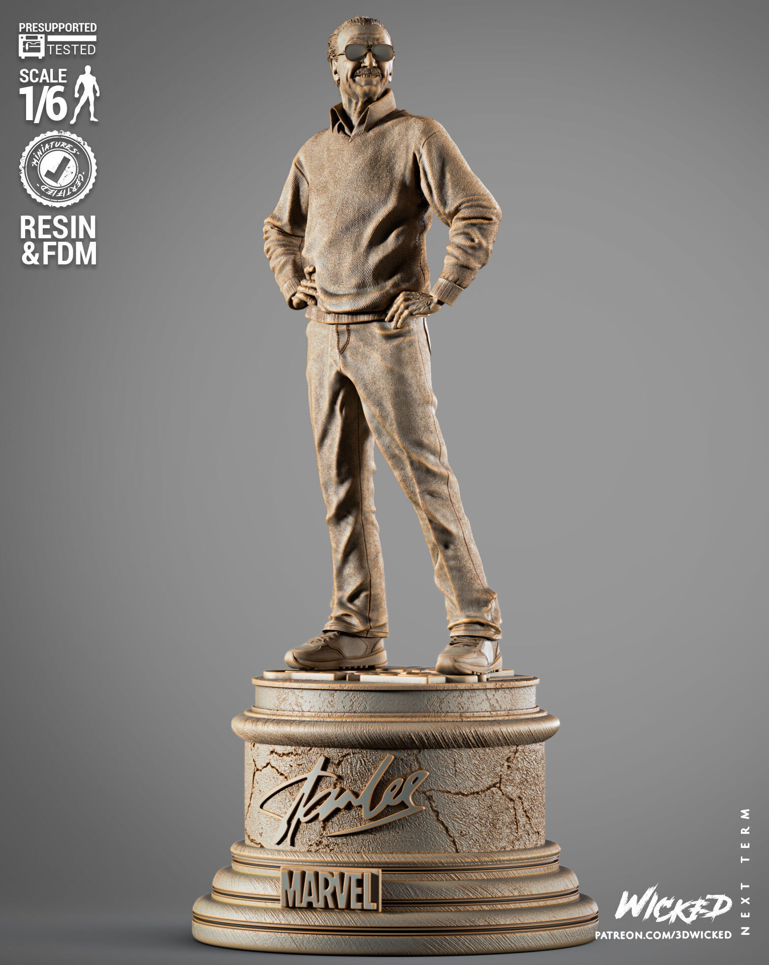 Wicked Marvel Stan Lee Sculpture 3D print model_32