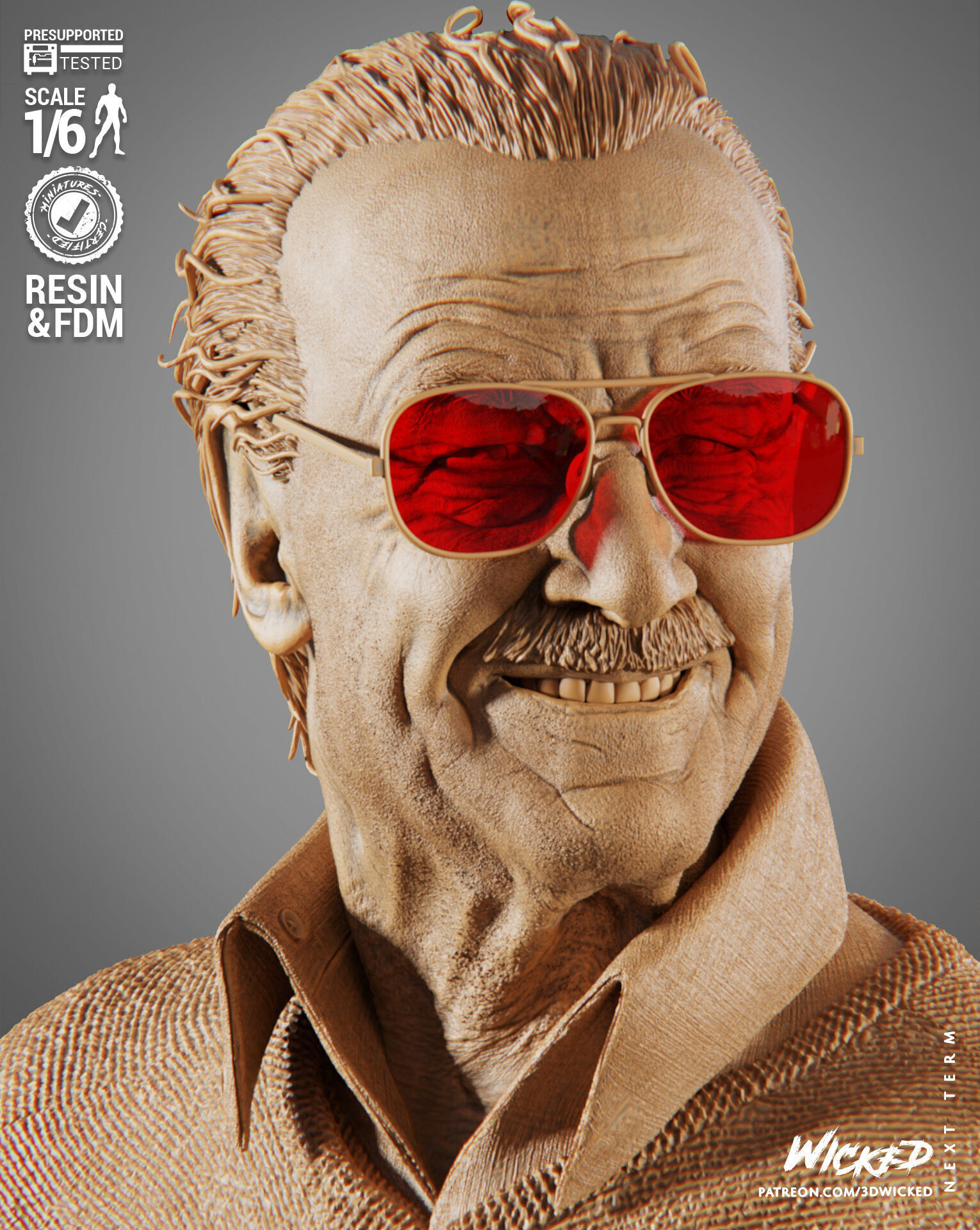 Wicked Marvel Stan Lee Sculpture 3D print model_59