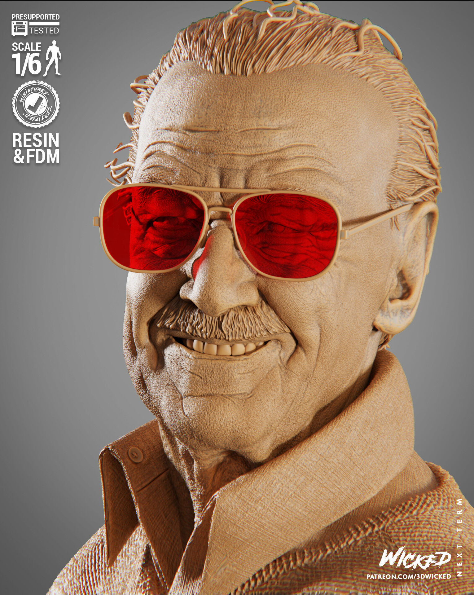 Wicked Marvel Stan Lee Sculpture 3D print model_42