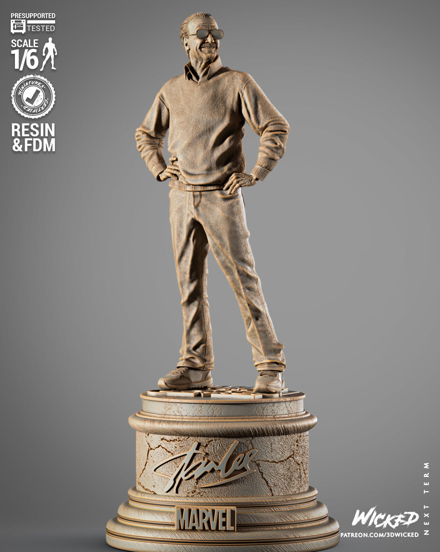 Wicked Marvel Stan Lee Sculpture 3D print model_48