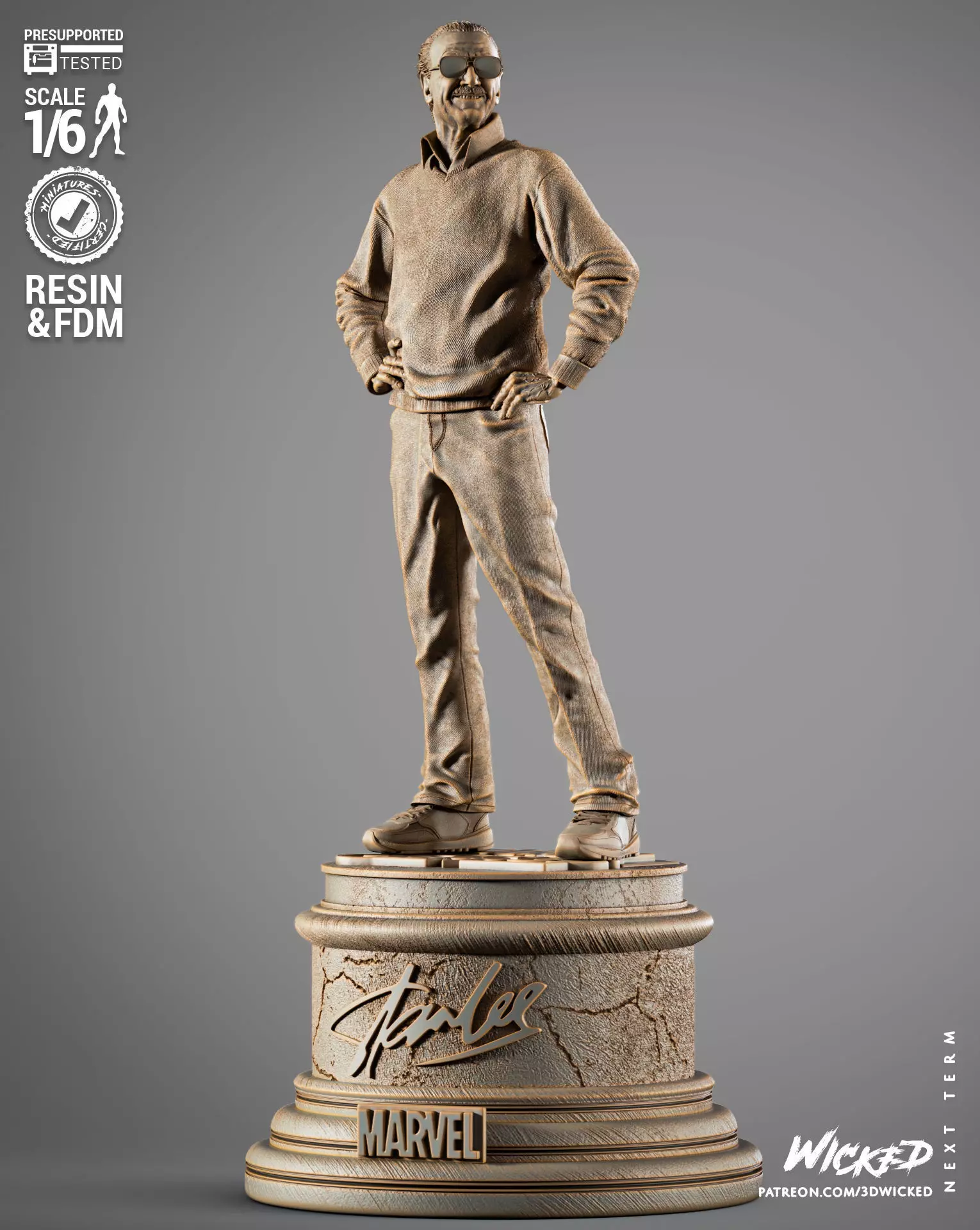 Wicked Marvel Stan Lee Sculpture 3D print model_0