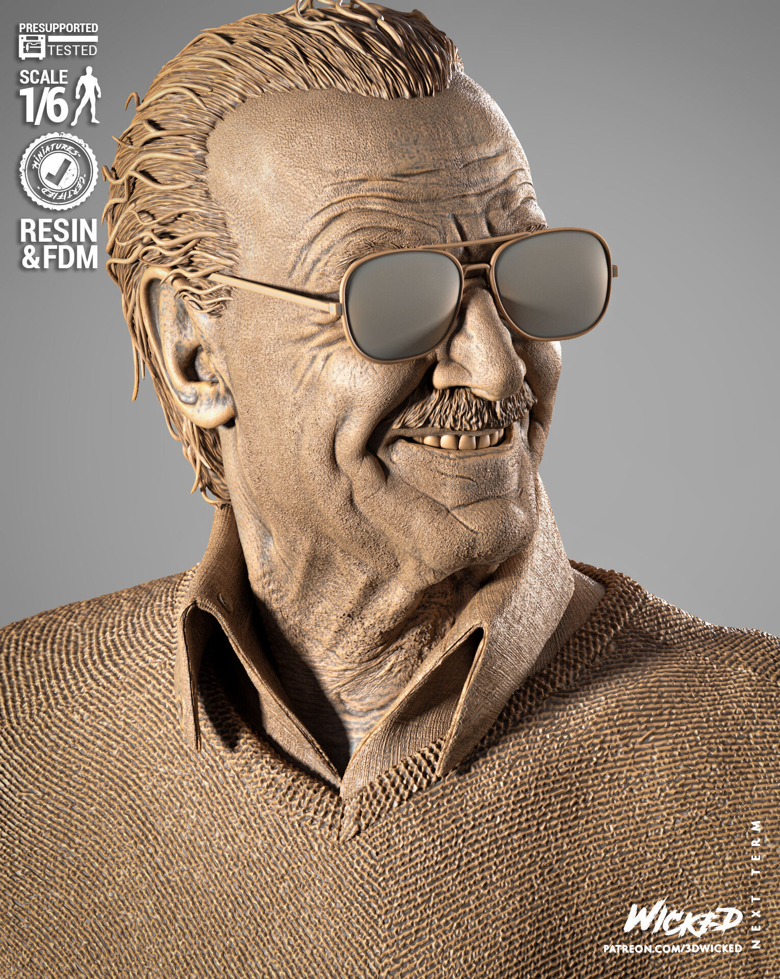 Wicked Marvel Stan Lee Sculpture 3D print model_62