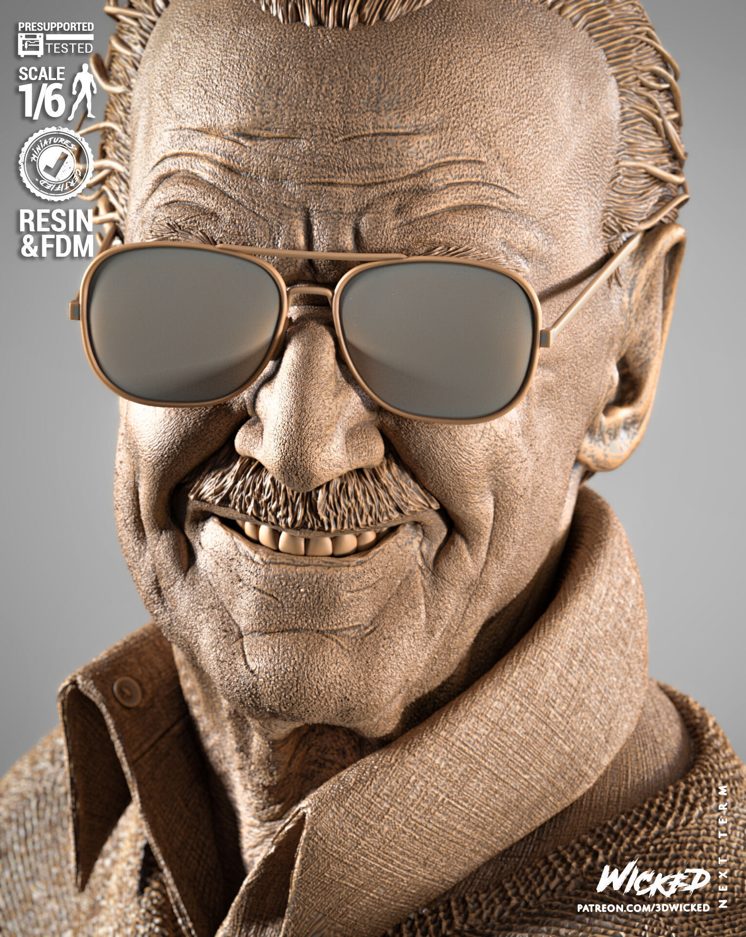 Wicked Marvel Stan Lee Sculpture 3D print model_44