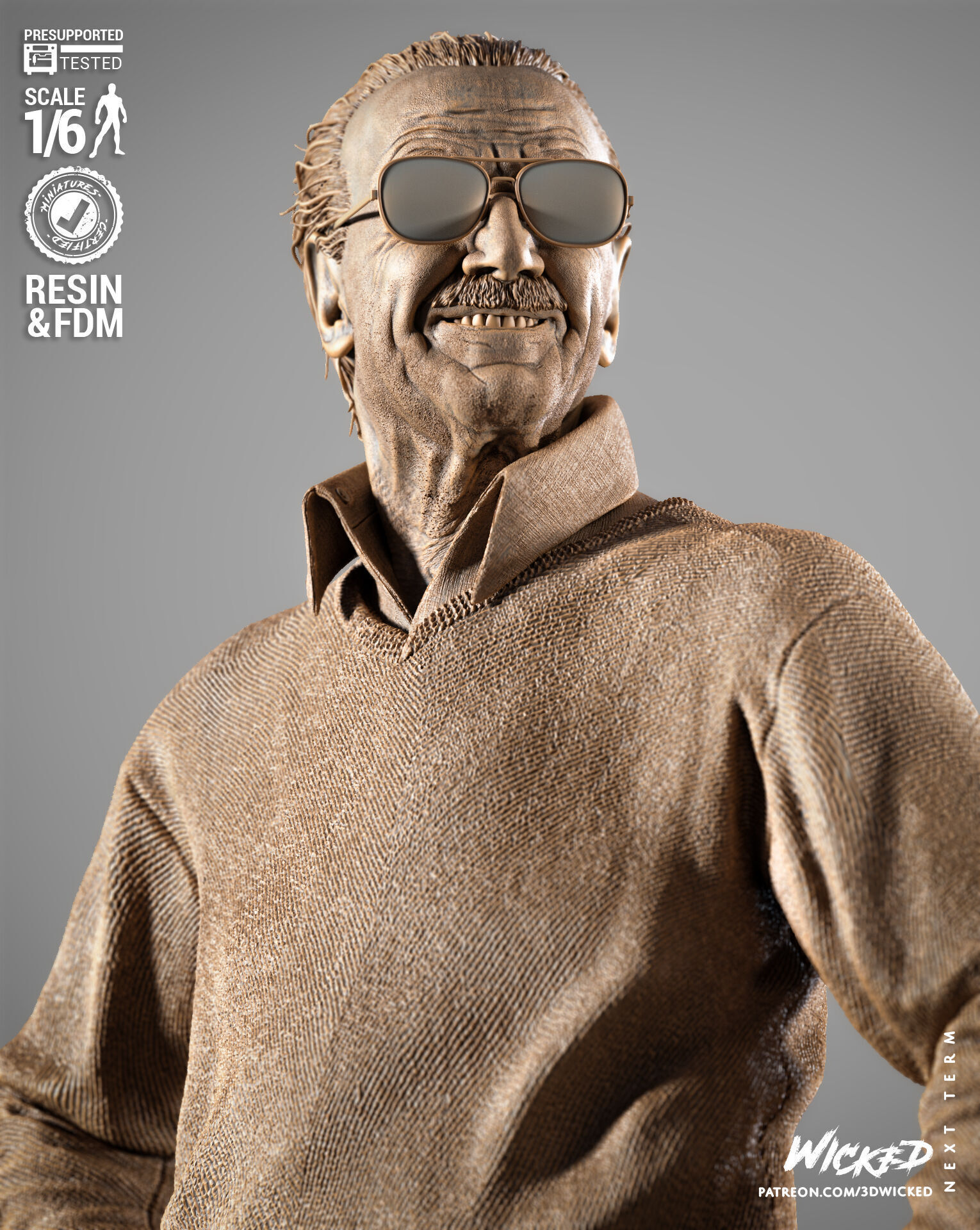 Wicked Marvel Stan Lee Sculpture 3D print model_43