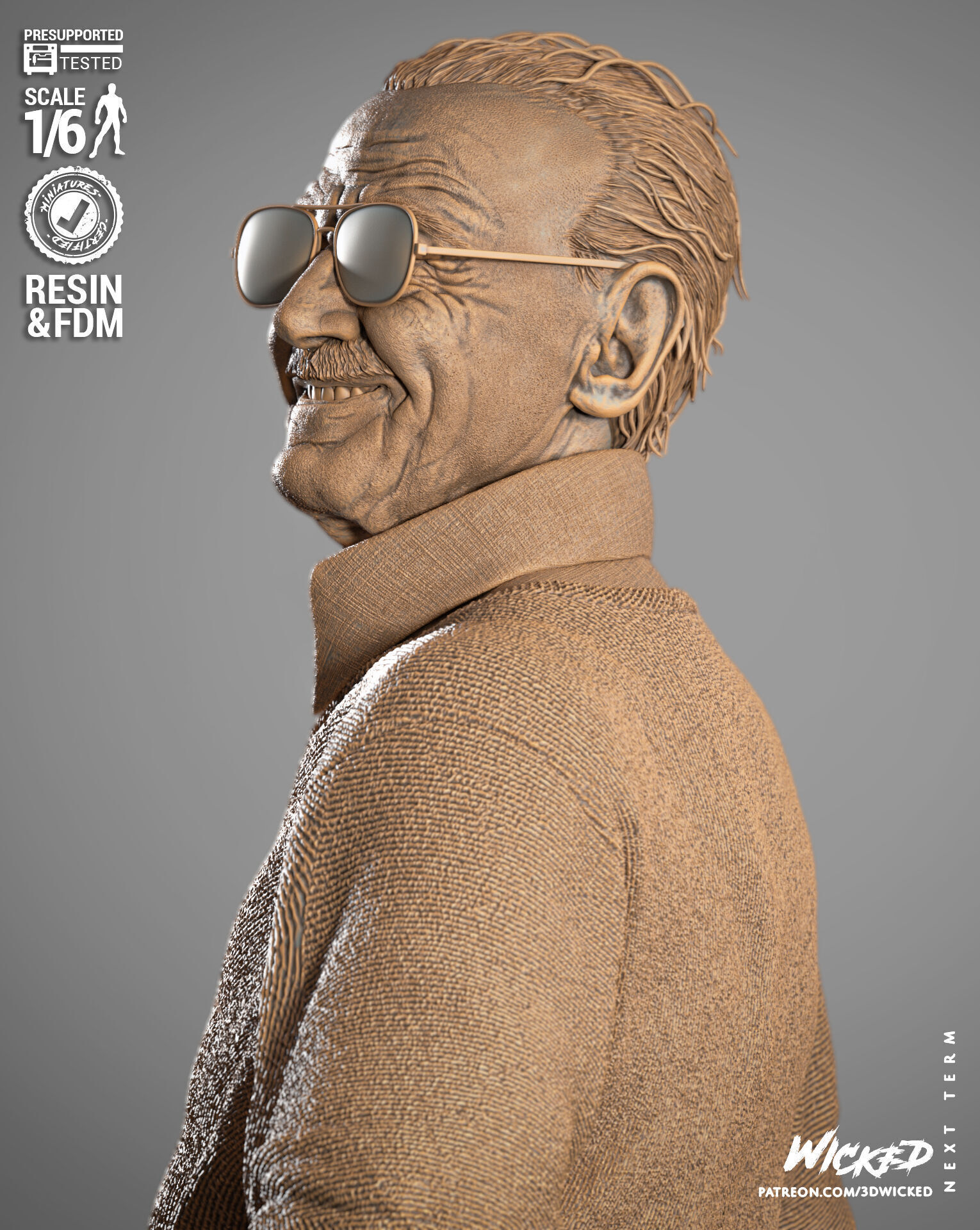 Wicked Marvel Stan Lee Sculpture 3D print model_35