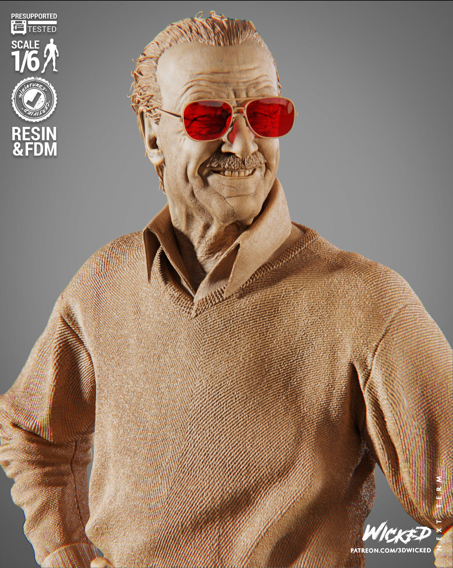 Wicked Marvel Stan Lee Sculpture 3D print model_7