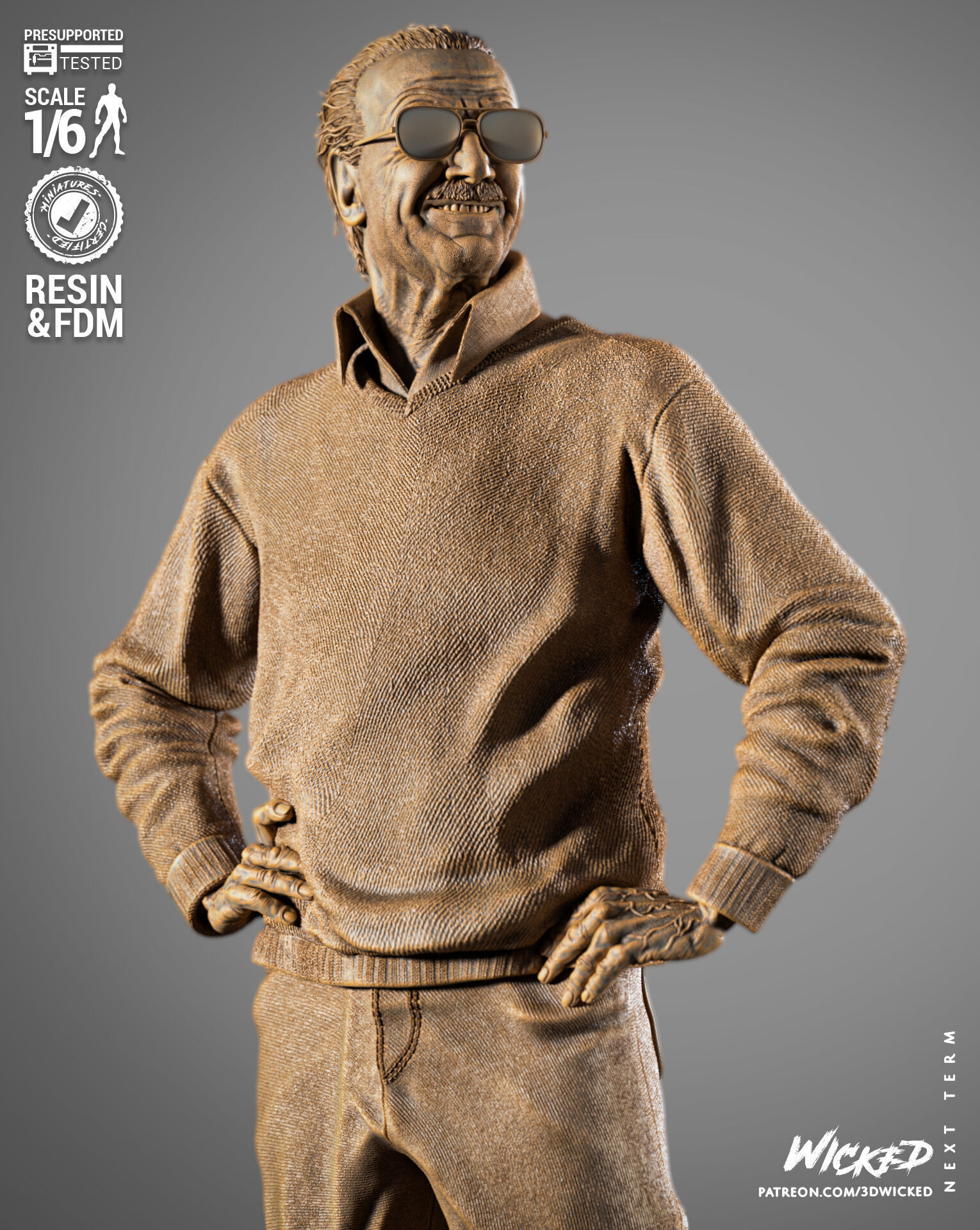 Wicked Marvel Stan Lee Sculpture 3D print model_37