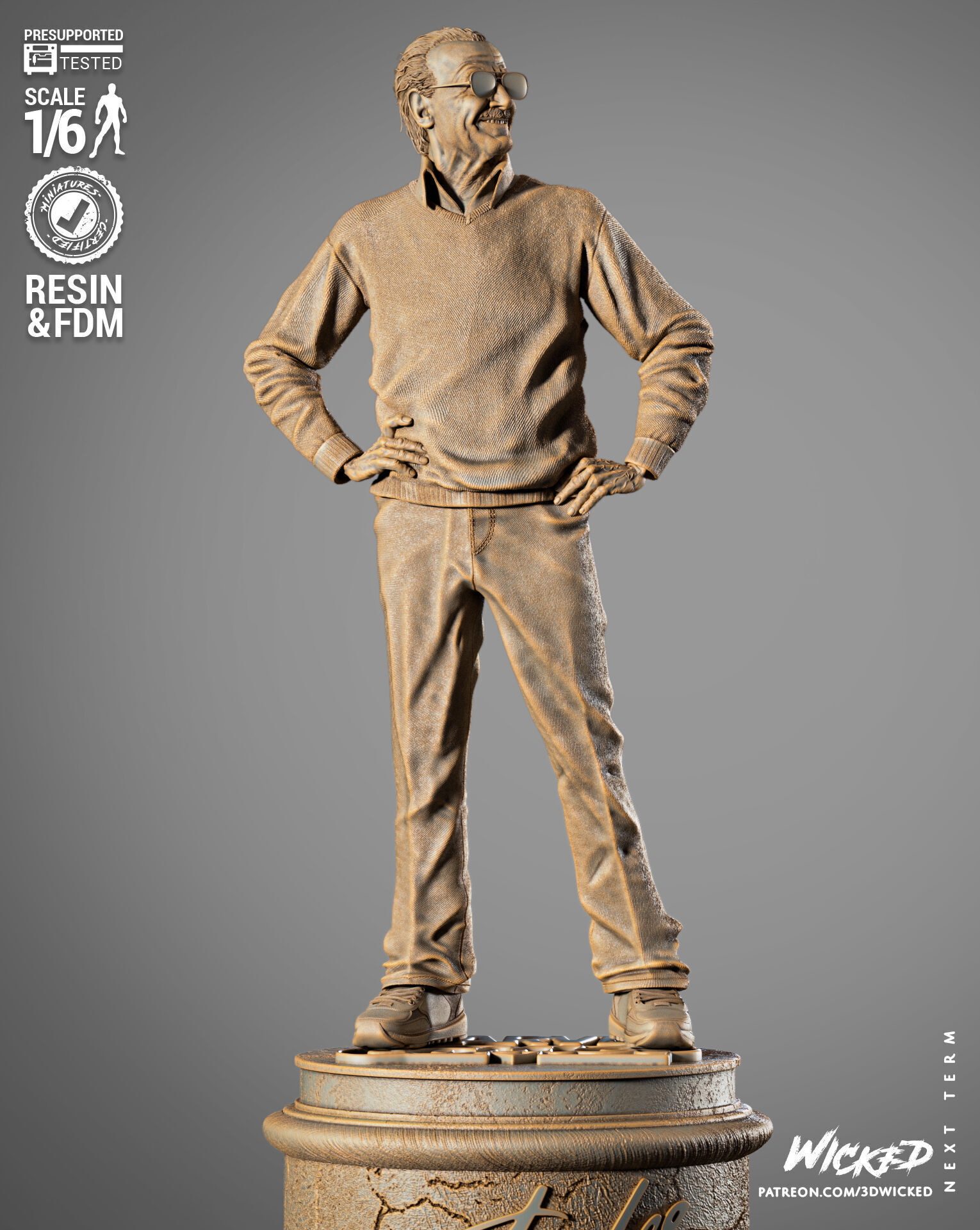 Wicked Marvel Stan Lee Sculpture 3D print model_51