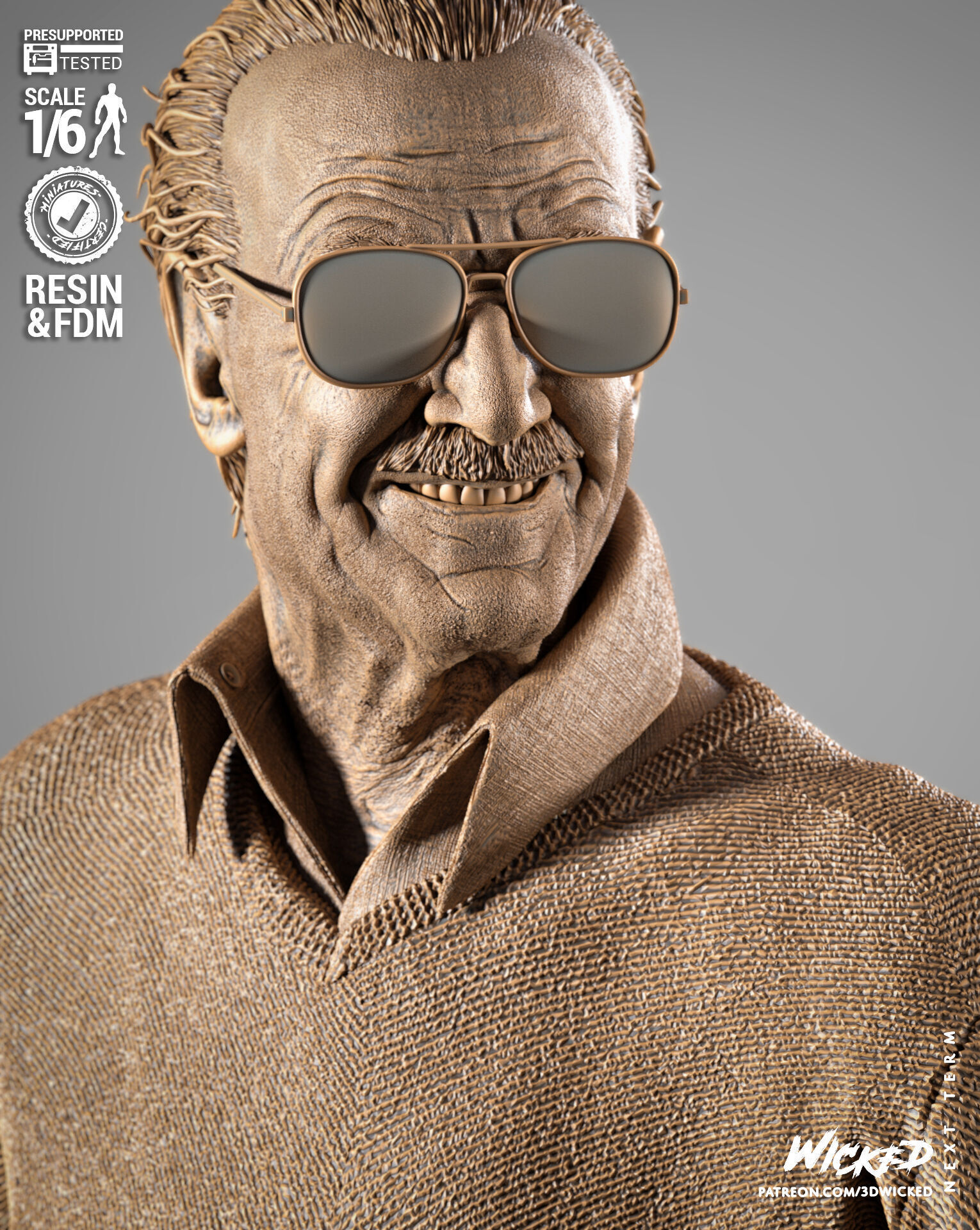 Wicked Marvel Stan Lee Sculpture 3D print model_12
