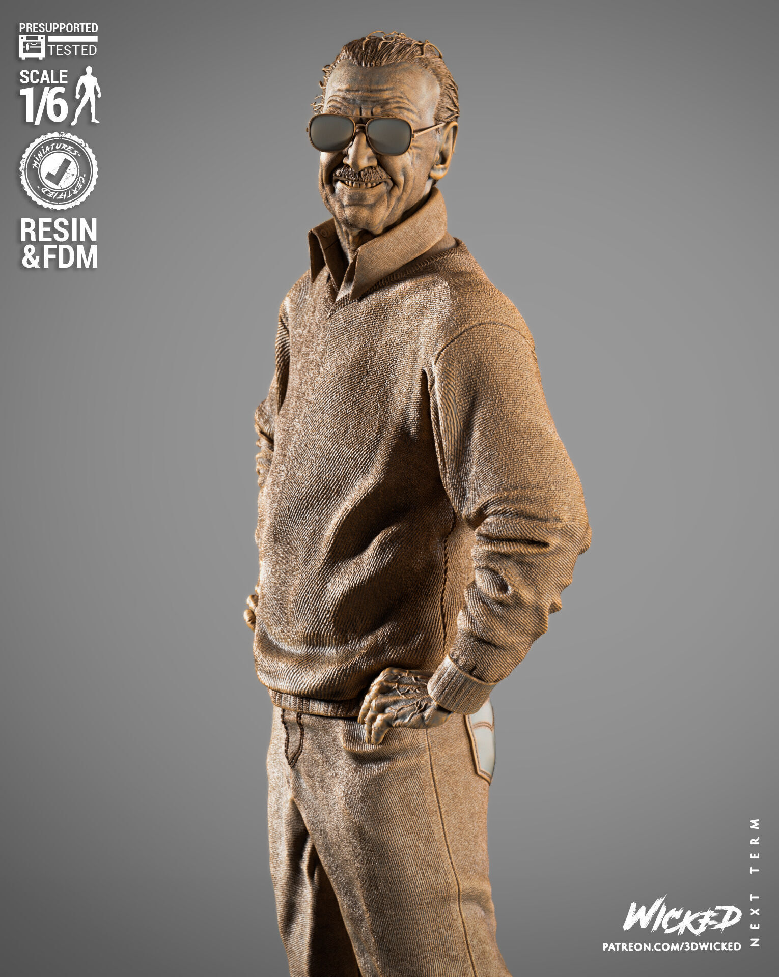 Wicked Marvel Stan Lee Sculpture 3D print model_40