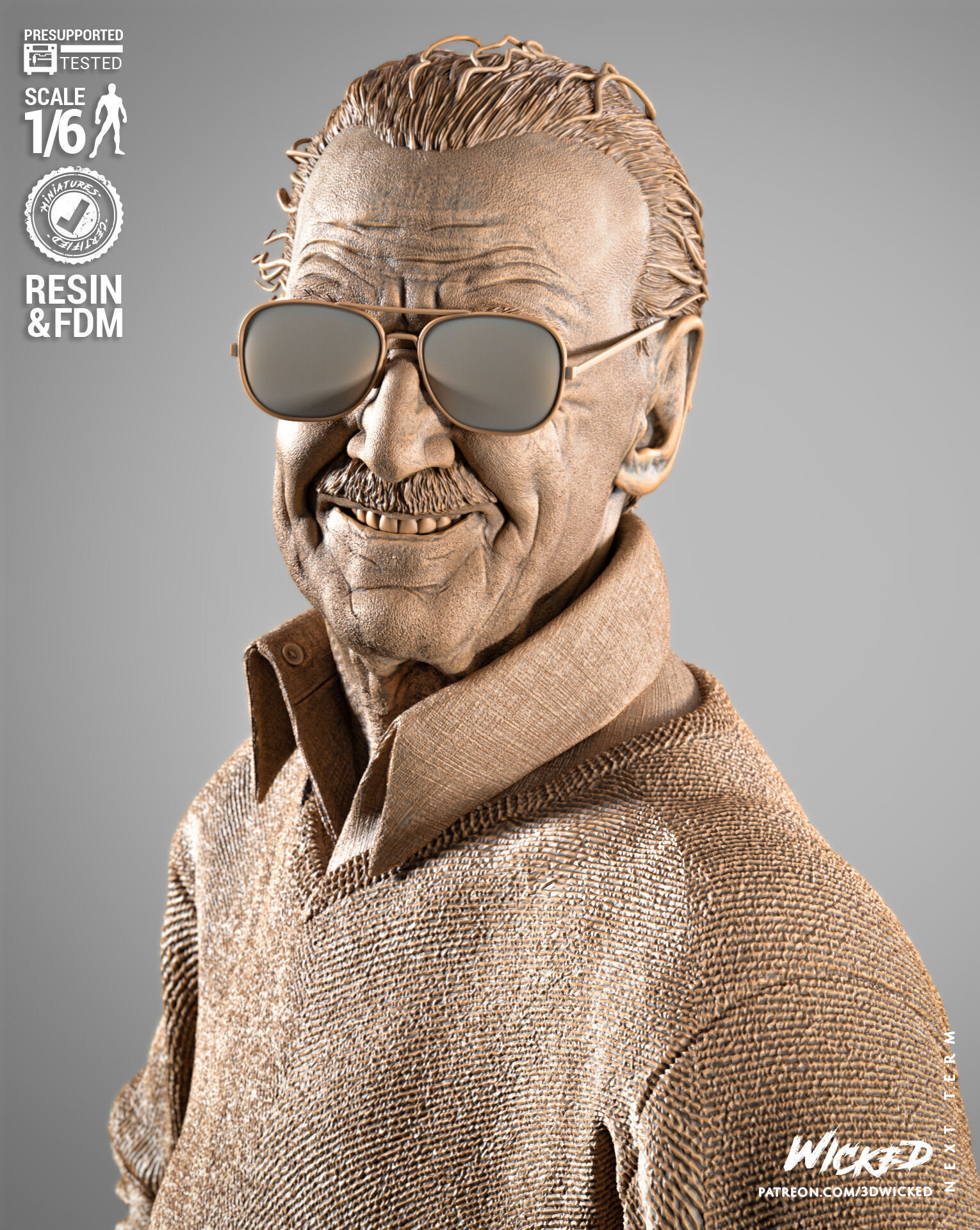 Wicked Marvel Stan Lee Sculpture 3D print model_30