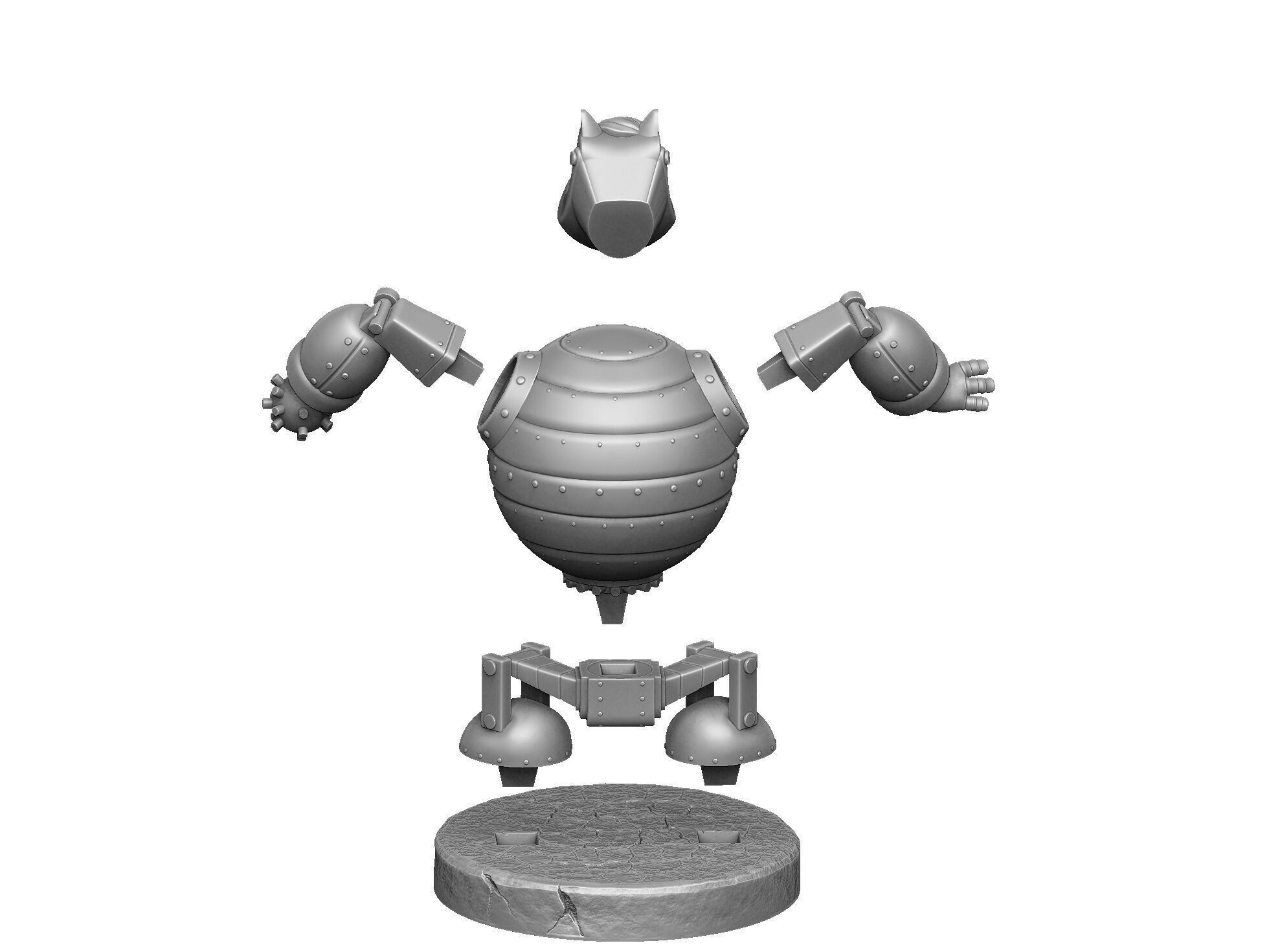 Robot Fat Cat for 3D printing STL 3D print model_29