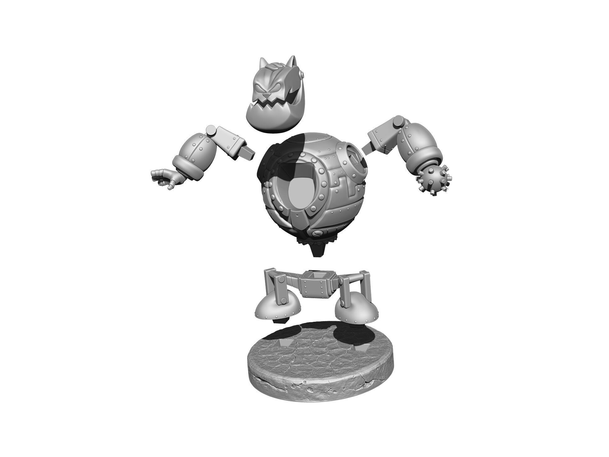 Robot Fat Cat for 3D printing STL 3D print model_31
