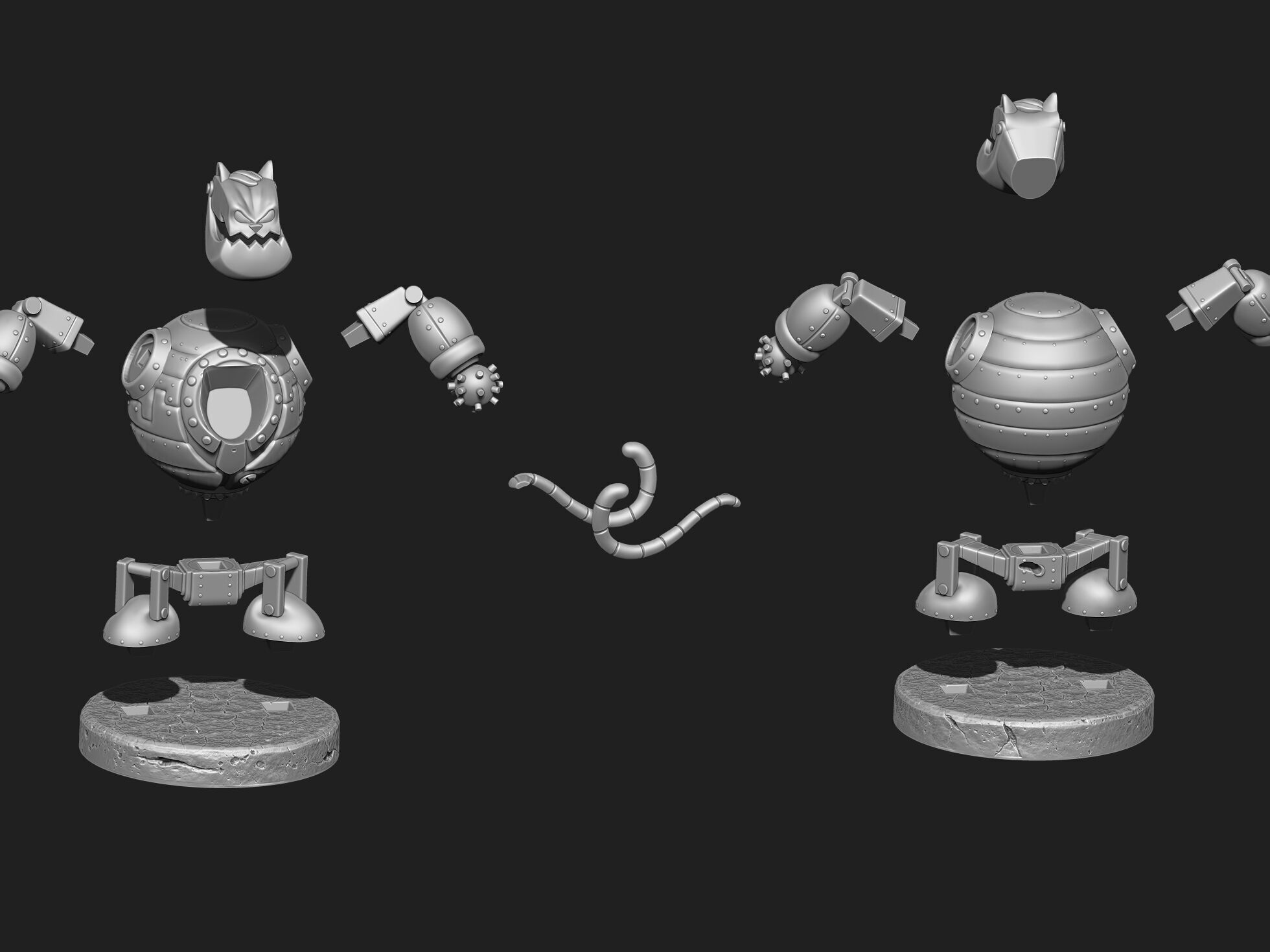 Robot Fat Cat for 3D printing STL 3D print model_34