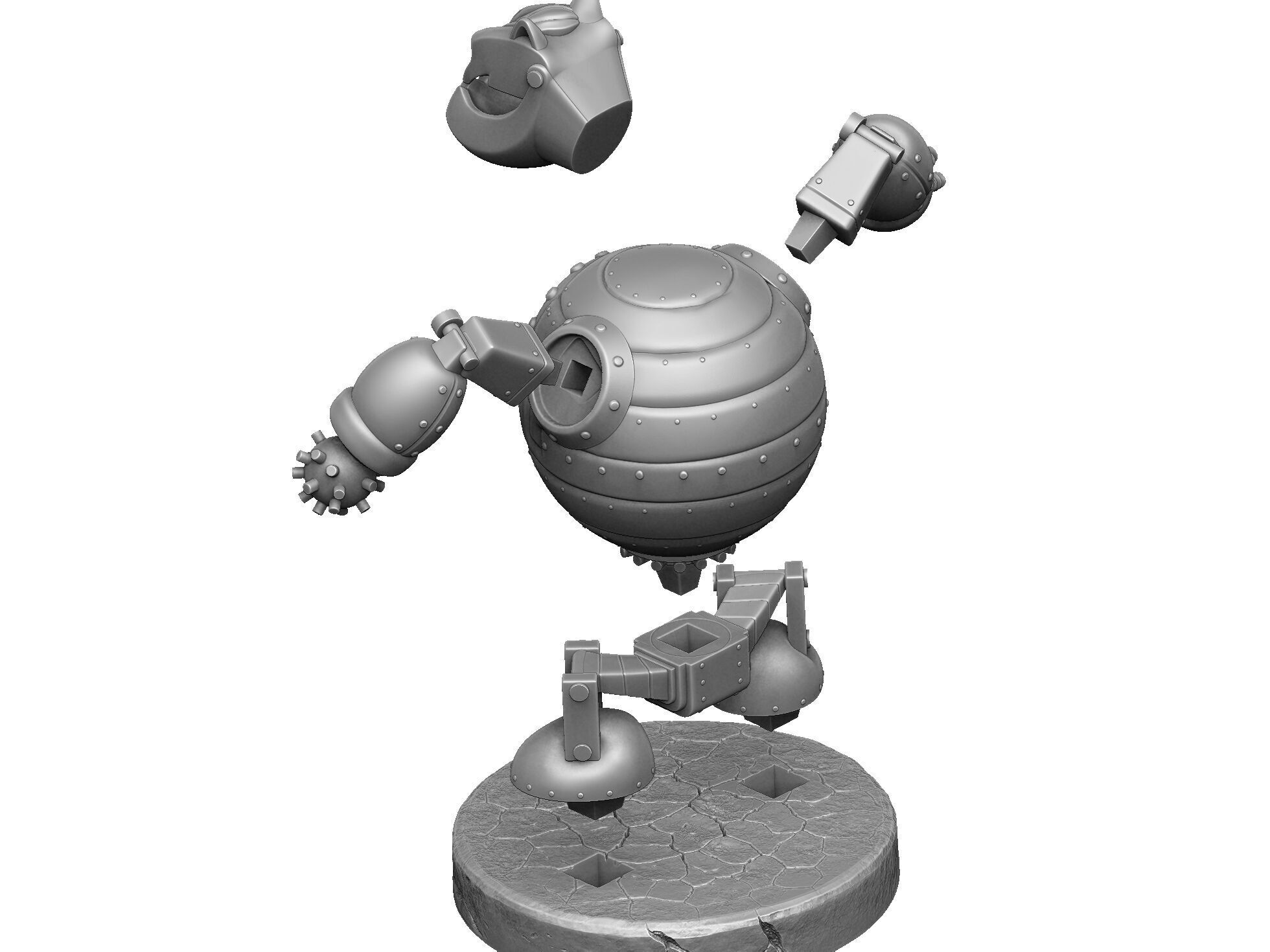 Robot Fat Cat for 3D printing STL 3D print model_30