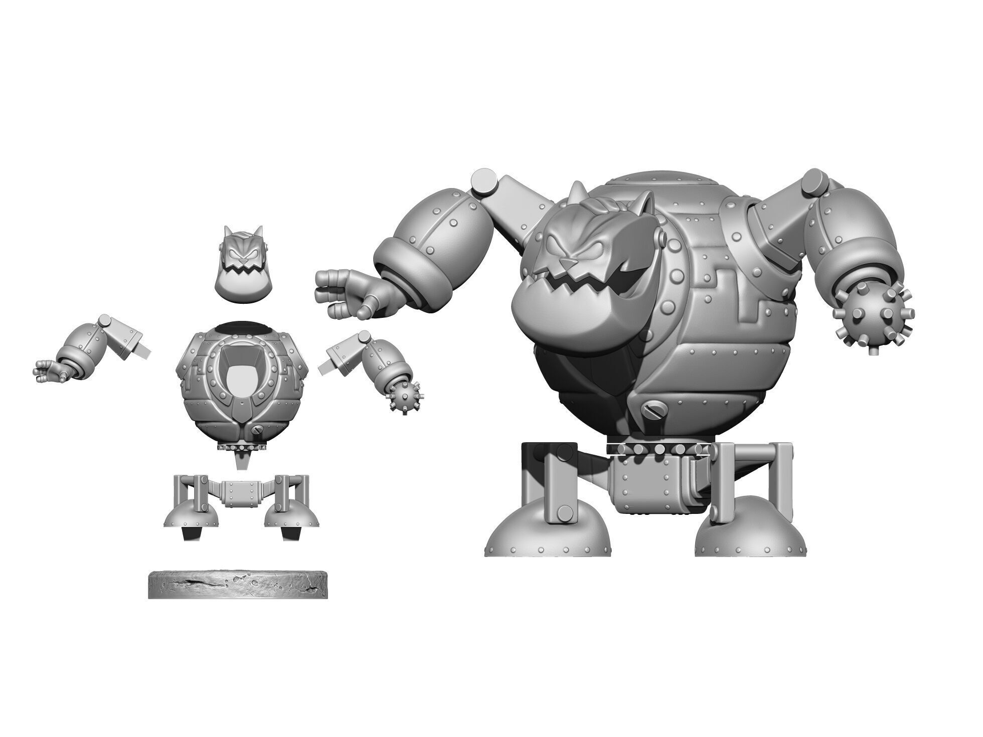 Robot Fat Cat for 3D printing STL 3D print model_25