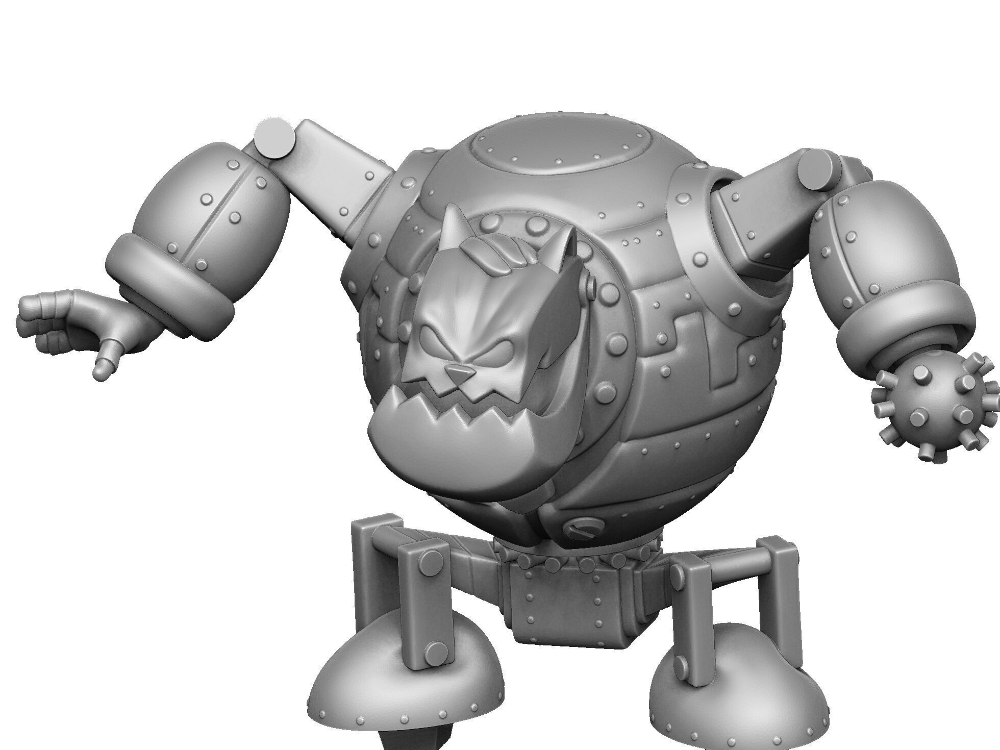 Robot Fat Cat for 3D printing STL 3D print model_20