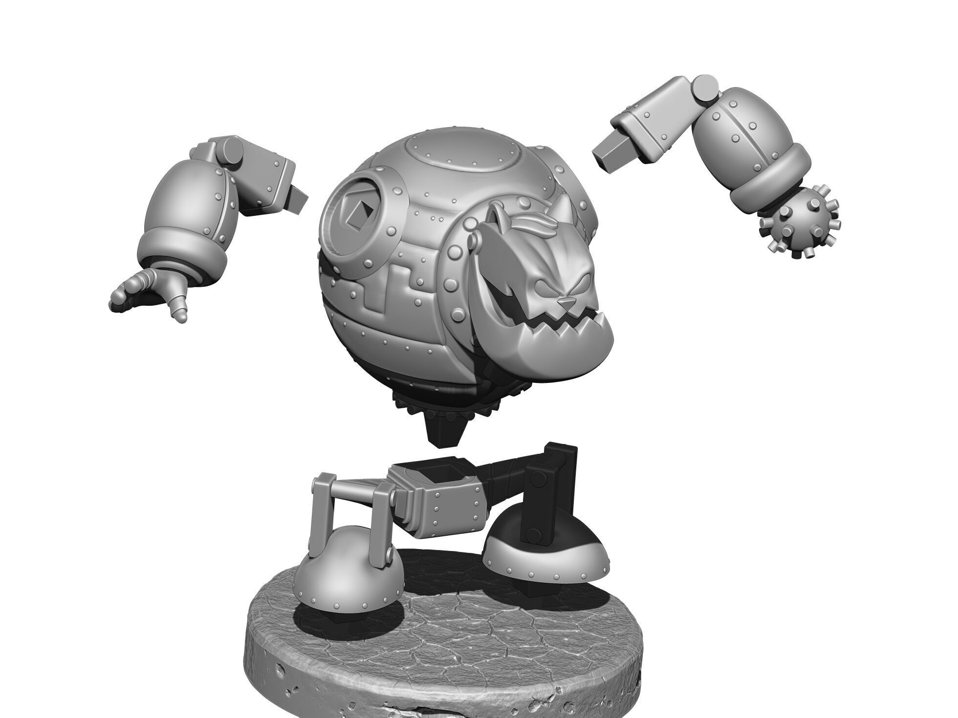 Robot Fat Cat for 3D printing STL 3D print model_23