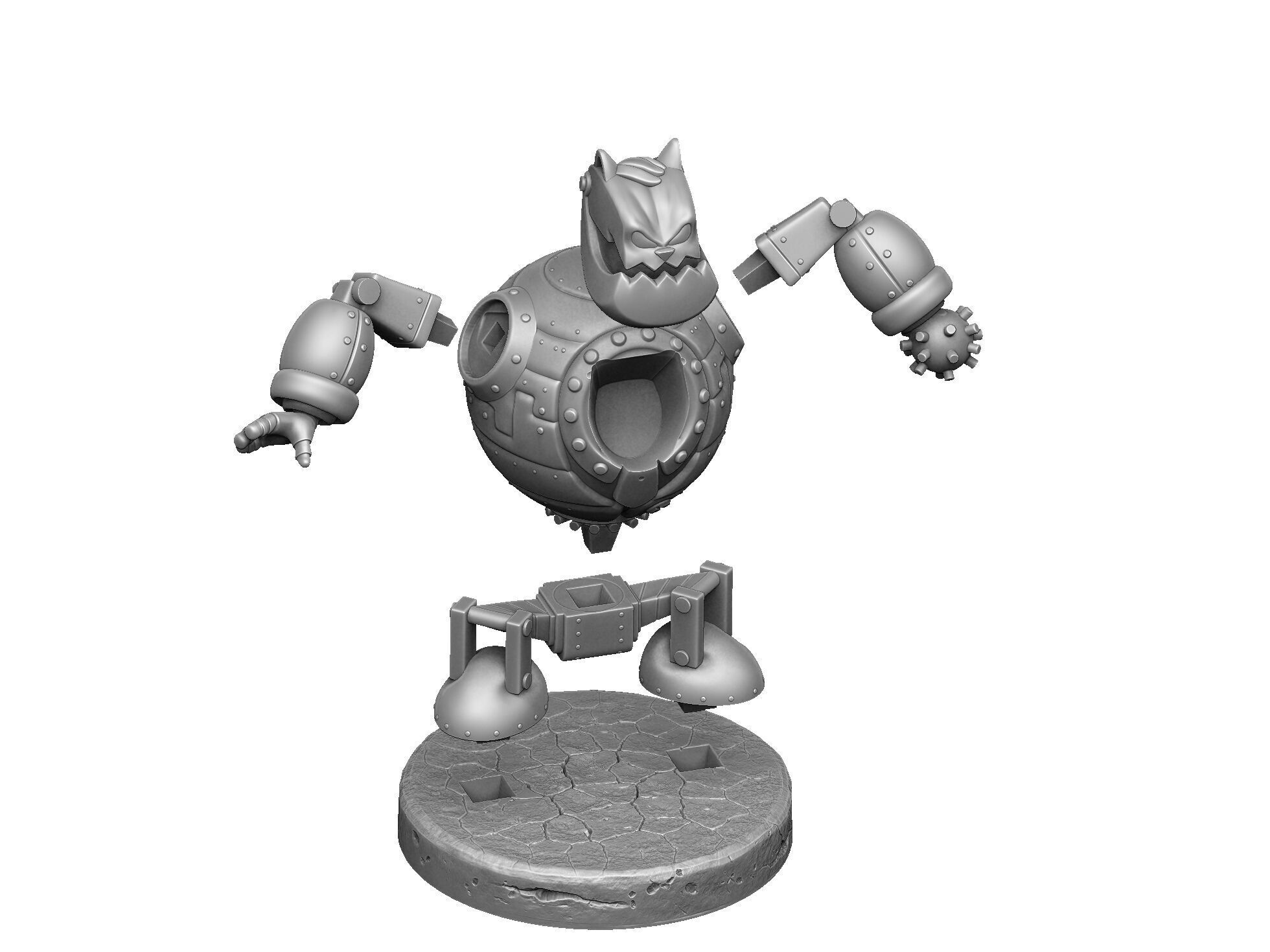 Robot Fat Cat for 3D printing STL 3D print model_28