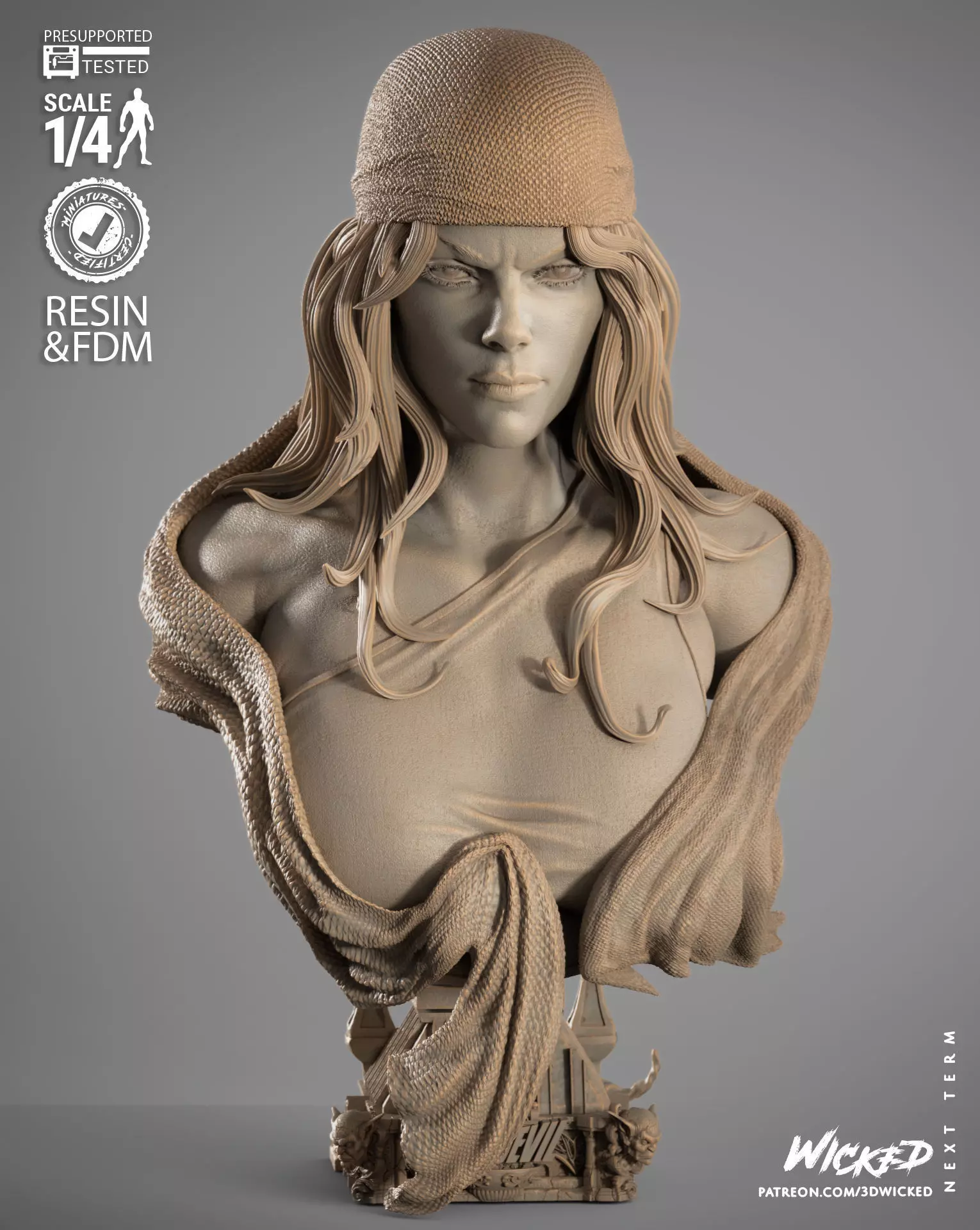 Wicked Marvel Electra Portrait Bust 3D print model